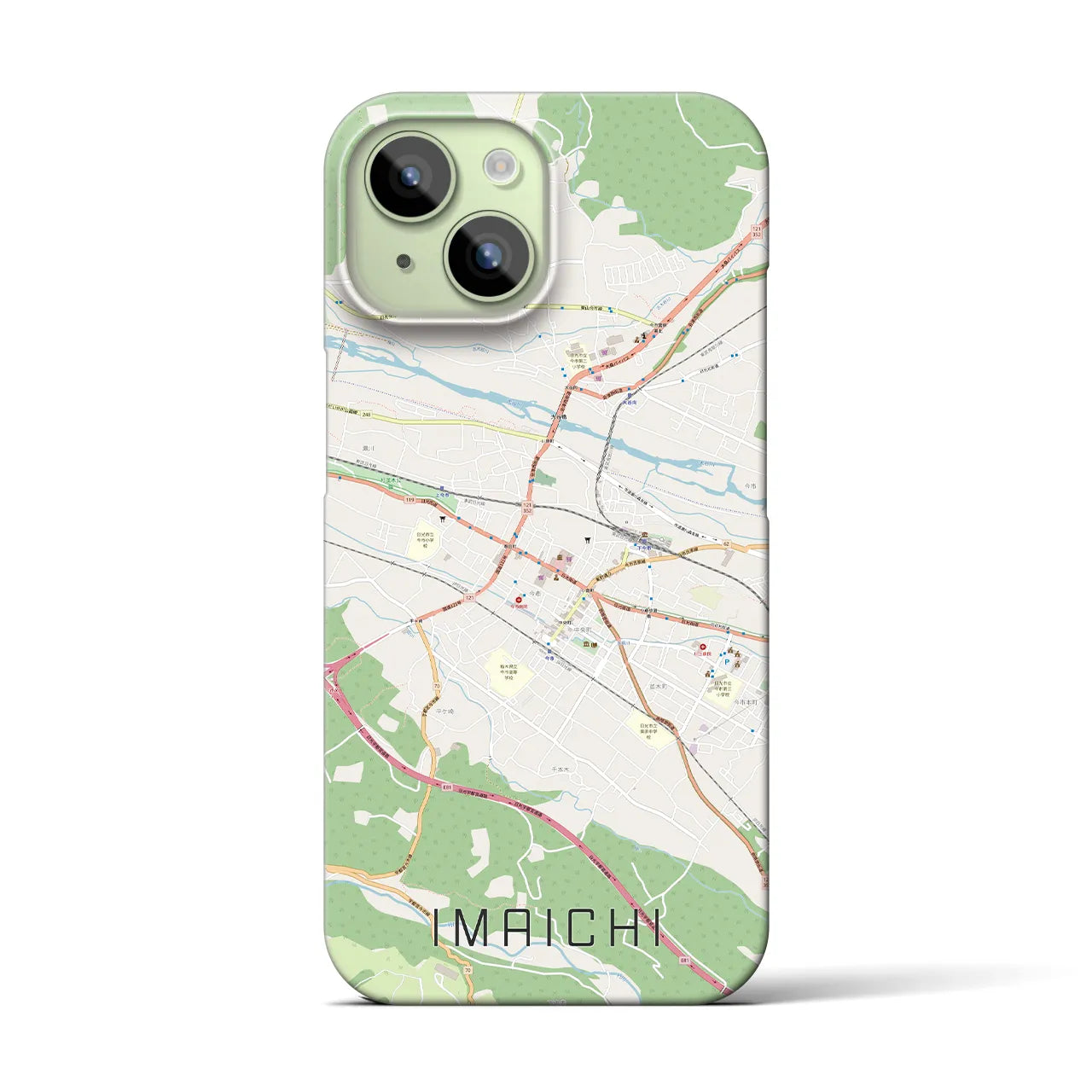 【今市】地図柄iPhoneケース（バックカバータイプ・ナチュラル）iPhone 15 用
