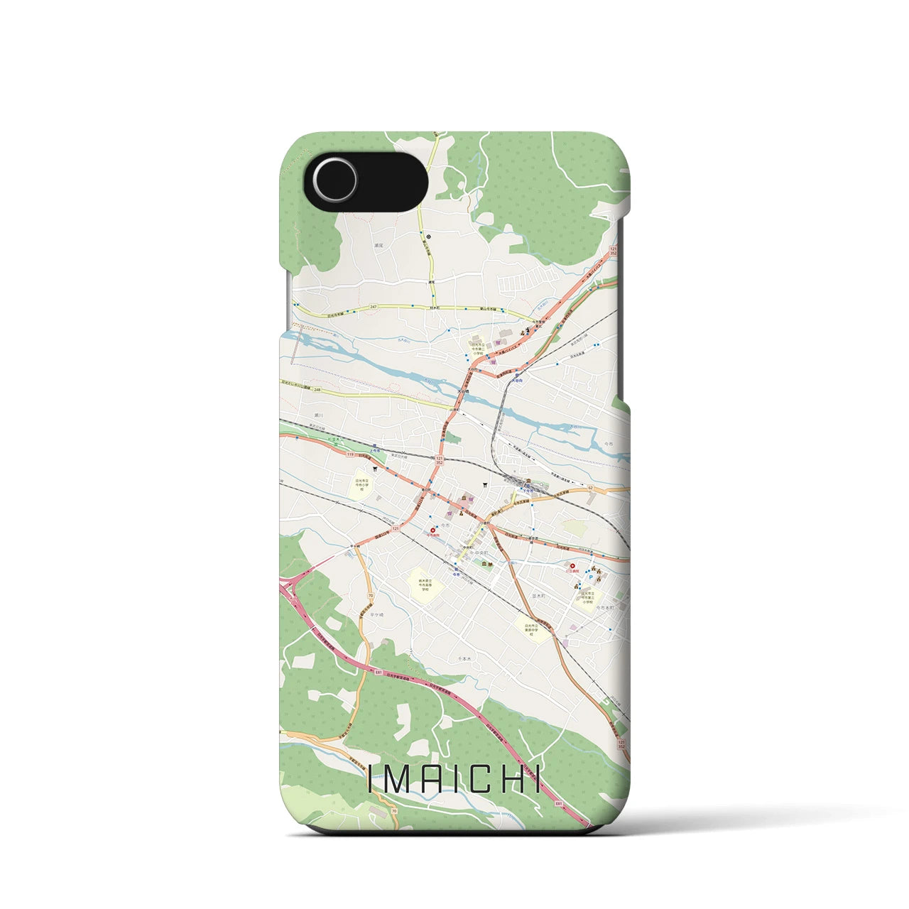 【今市】地図柄iPhoneケース（バックカバータイプ・ナチュラル）iPhone SE（第3 / 第2世代） / 8 / 7 / 6s / 6 用