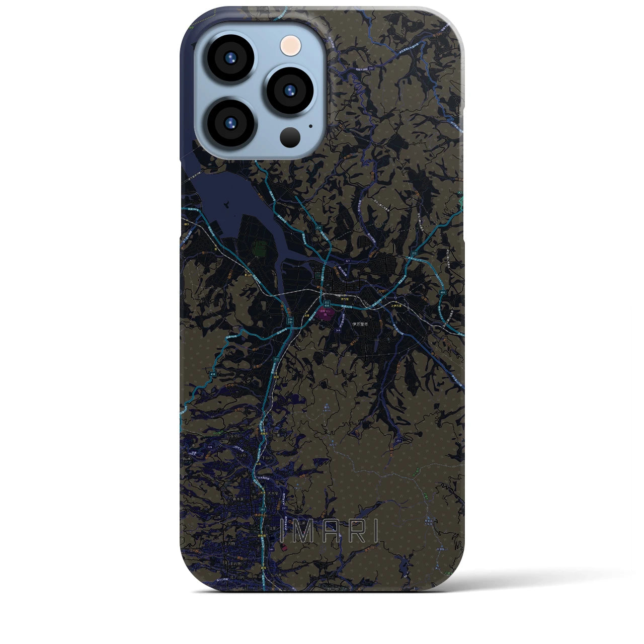 【伊万里】地図柄iPhoneケース（バックカバータイプ・ブラック）iPhone 13 Pro Max 用