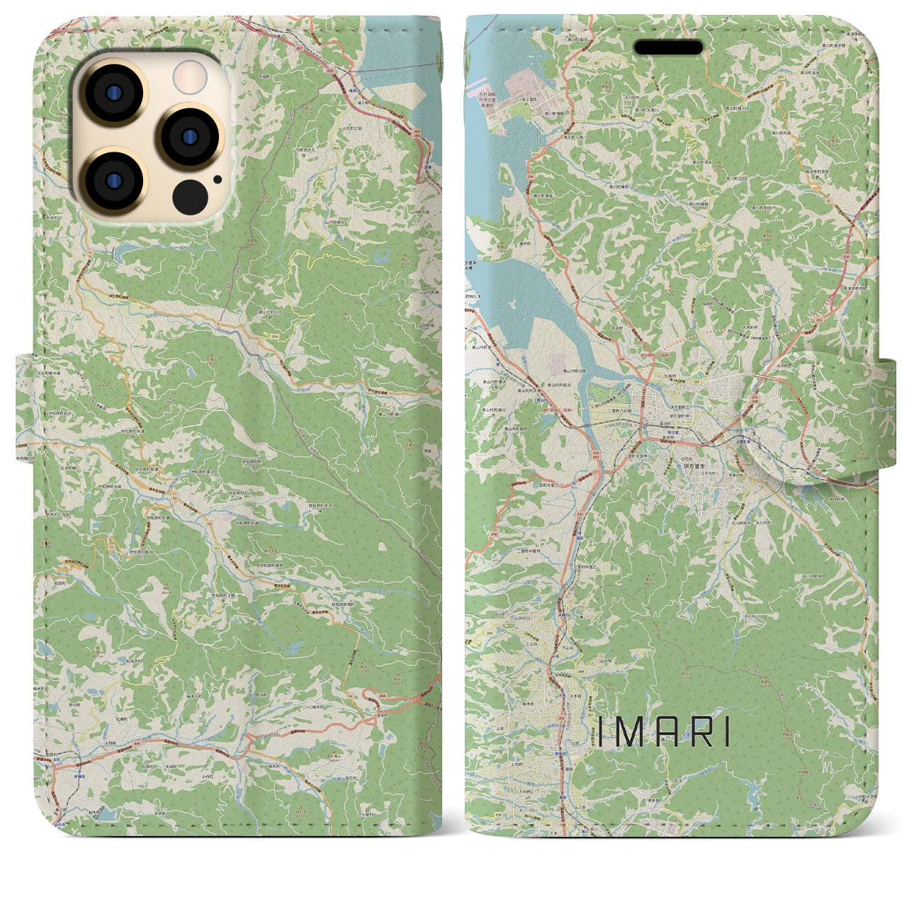 【伊万里】地図柄iPhoneケース（手帳両面タイプ・ナチュラル）iPhone 12 Pro Max 用