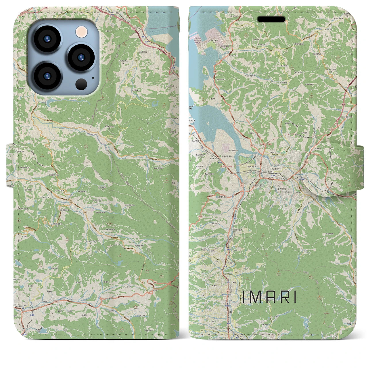 【伊万里】地図柄iPhoneケース（手帳両面タイプ・ナチュラル）iPhone 13 Pro Max 用