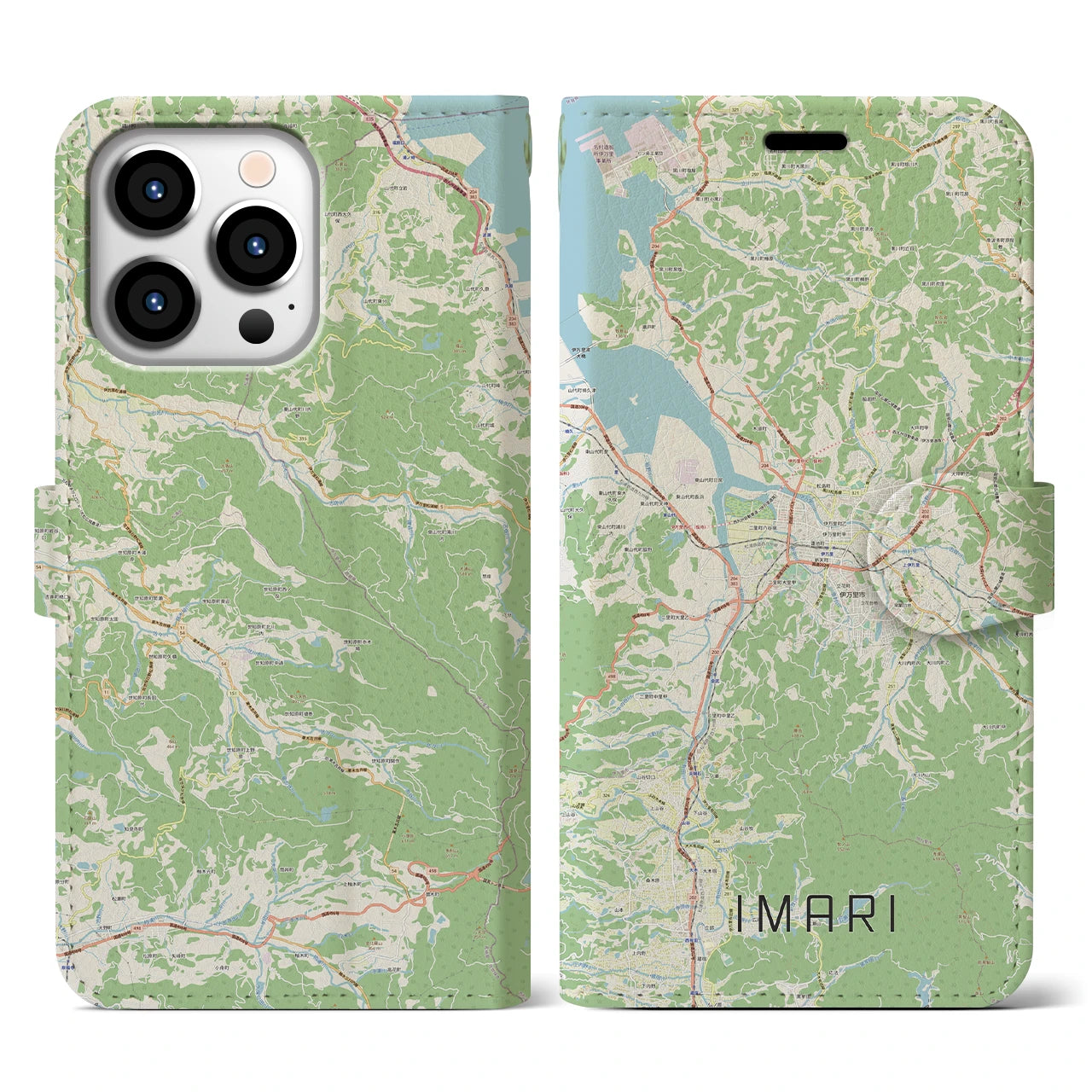 【伊万里】地図柄iPhoneケース（手帳両面タイプ・ナチュラル）iPhone 13 Pro 用