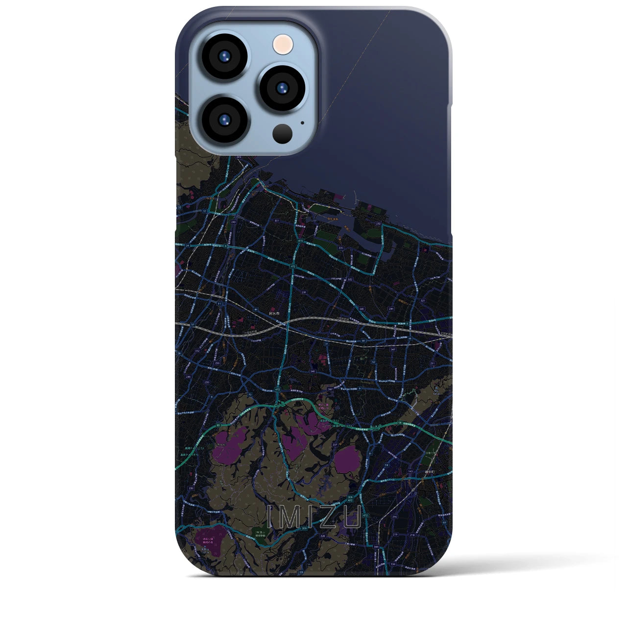 【射水】地図柄iPhoneケース（バックカバータイプ・ブラック）iPhone 13 Pro Max 用