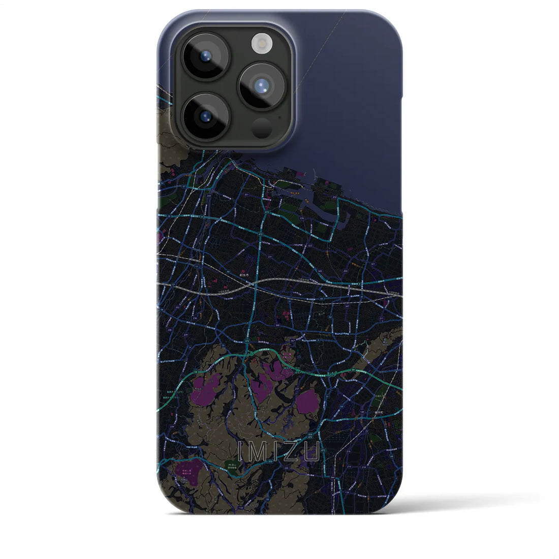【射水】地図柄iPhoneケース（バックカバータイプ・ブラック）iPhone 15 Pro Max 用