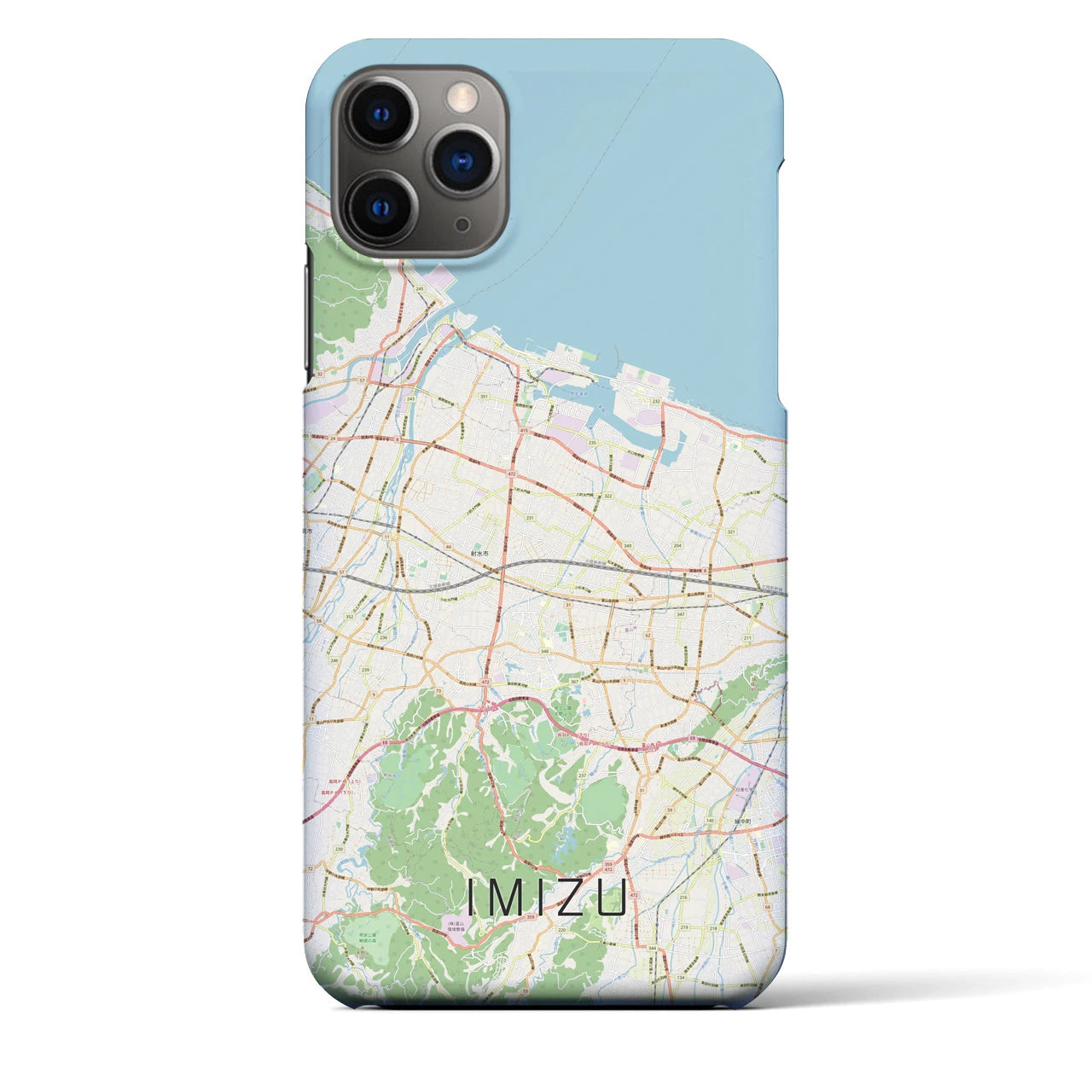 【射水】地図柄iPhoneケース（バックカバータイプ・ナチュラル）iPhone 11 Pro Max 用