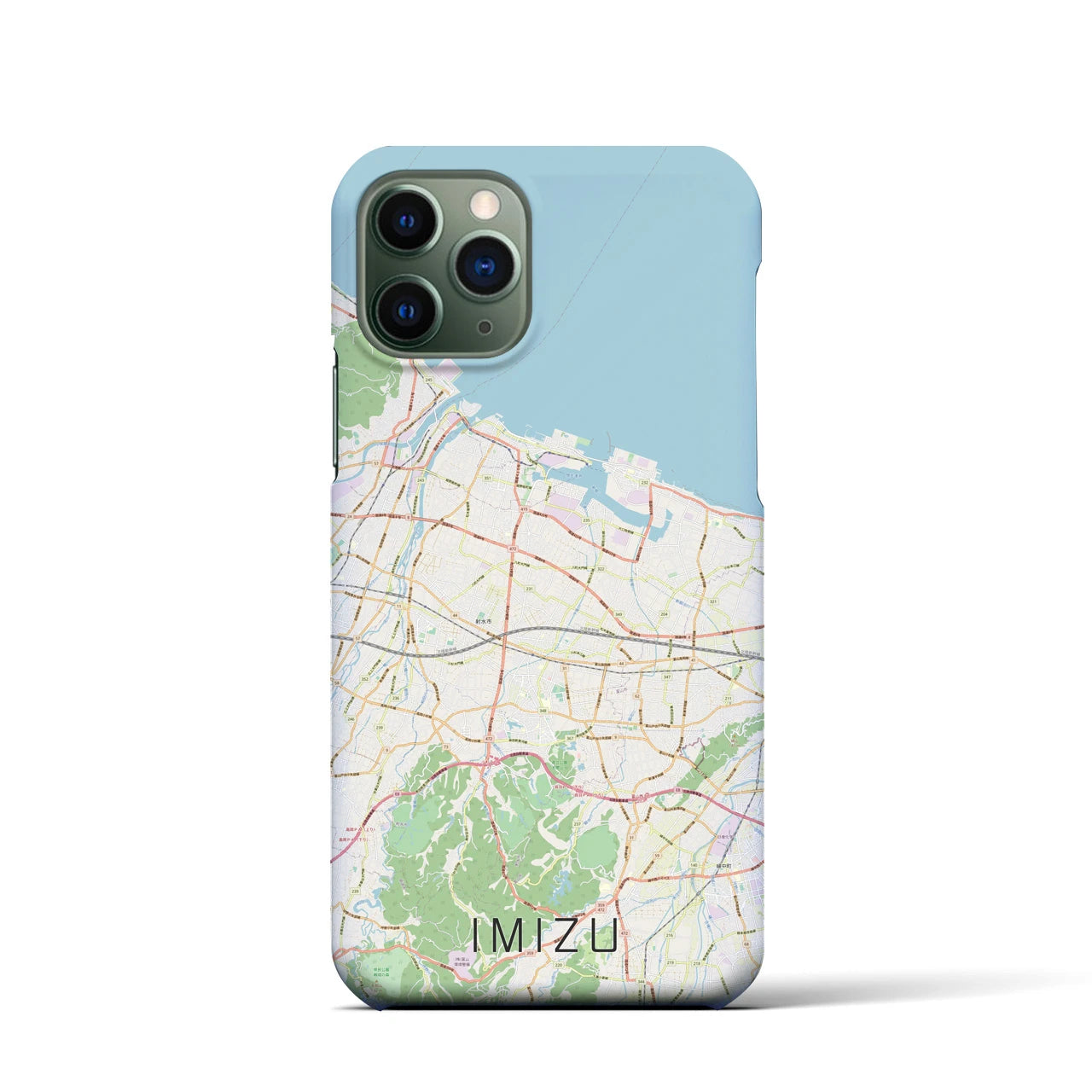 【射水】地図柄iPhoneケース（バックカバータイプ・ナチュラル）iPhone 11 Pro 用