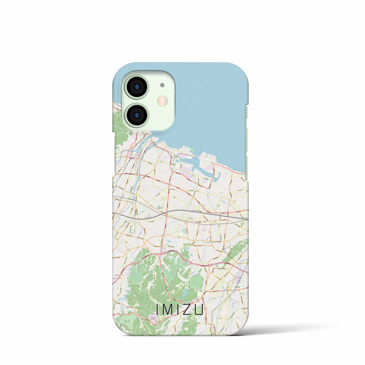 【射水】地図柄iPhoneケース（バックカバータイプ・ナチュラル）iPhone 12 mini 用
