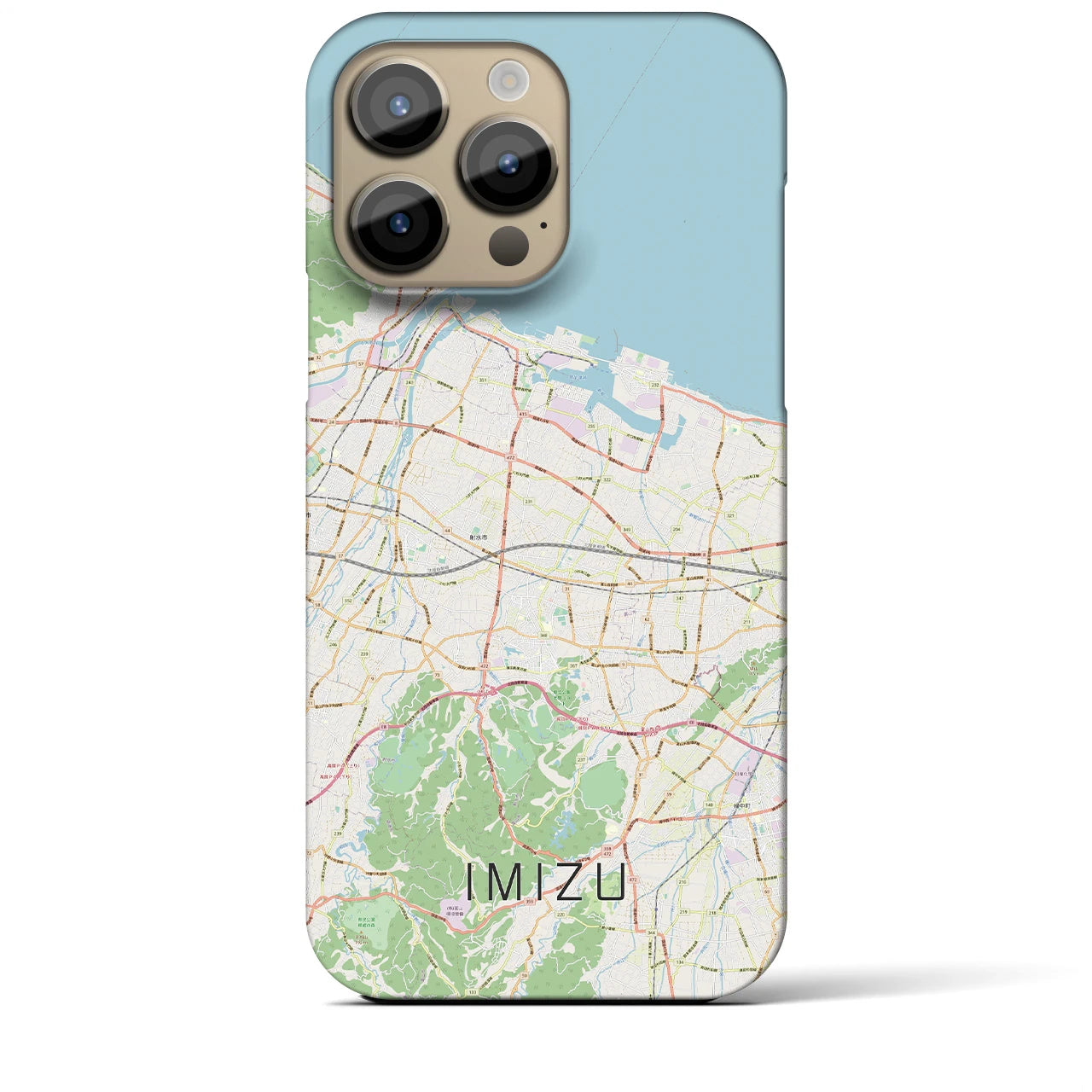【射水】地図柄iPhoneケース（バックカバータイプ・ナチュラル）iPhone 14 Pro Max 用