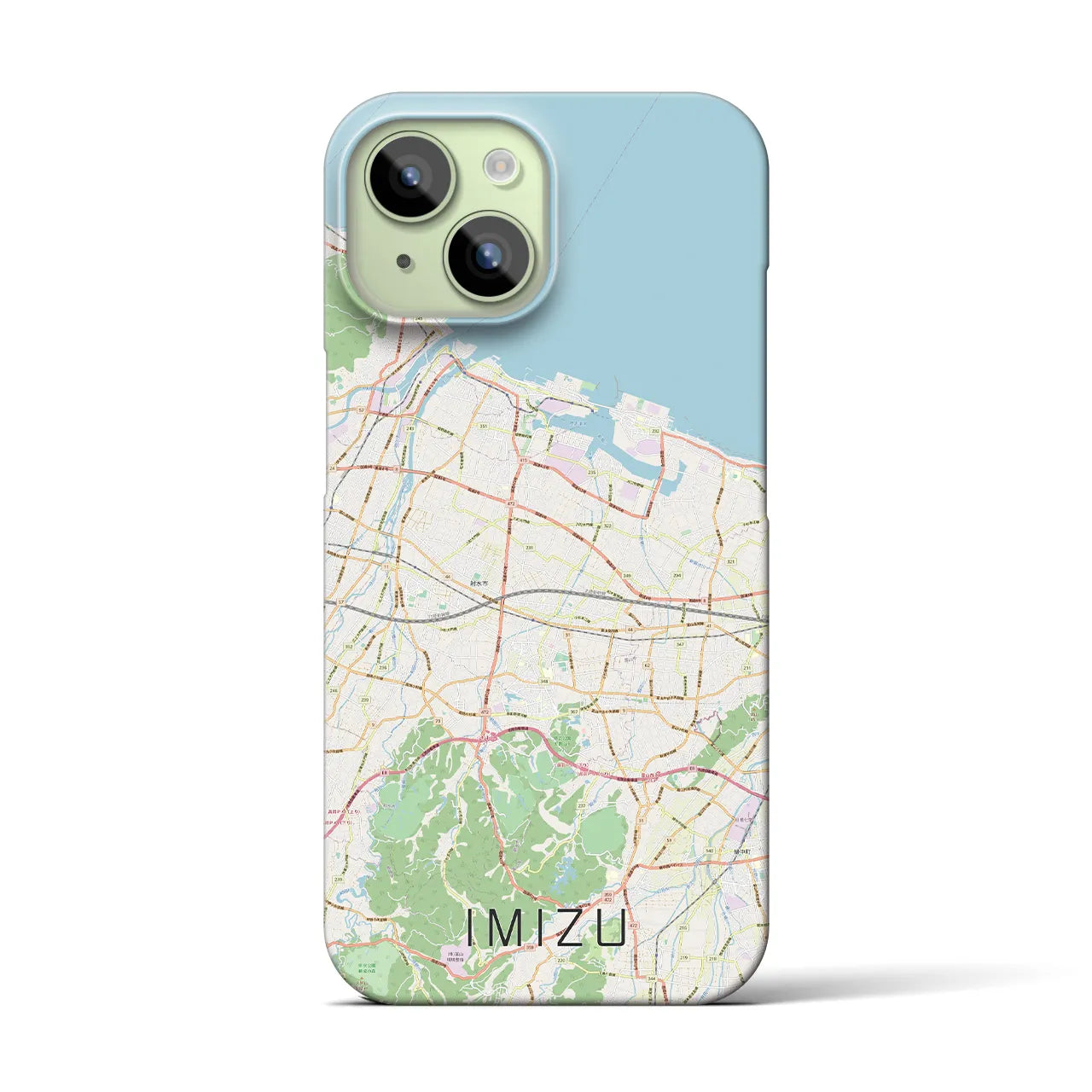 【射水】地図柄iPhoneケース（バックカバータイプ・ナチュラル）iPhone 15 用
