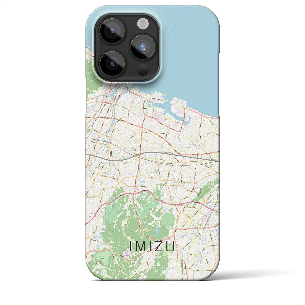 【射水】地図柄iPhoneケース（バックカバータイプ・ナチュラル）iPhone 15 Pro Max 用