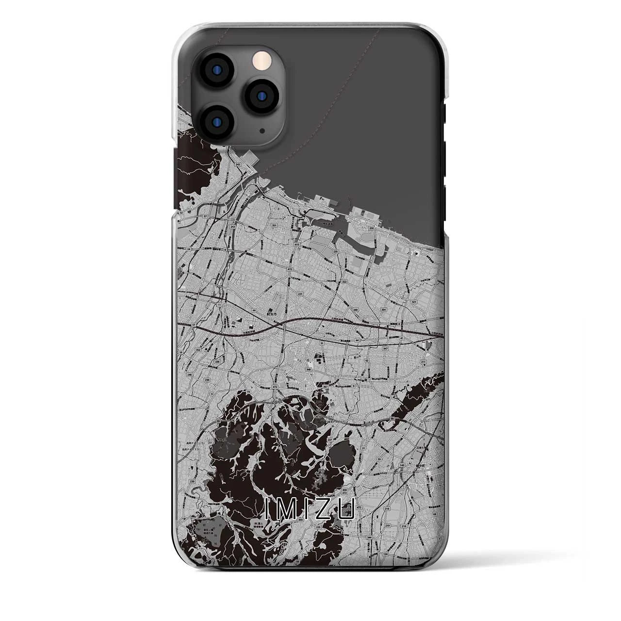 【射水】地図柄iPhoneケース（クリアタイプ・モノトーン）iPhone 11 Pro Max 用
