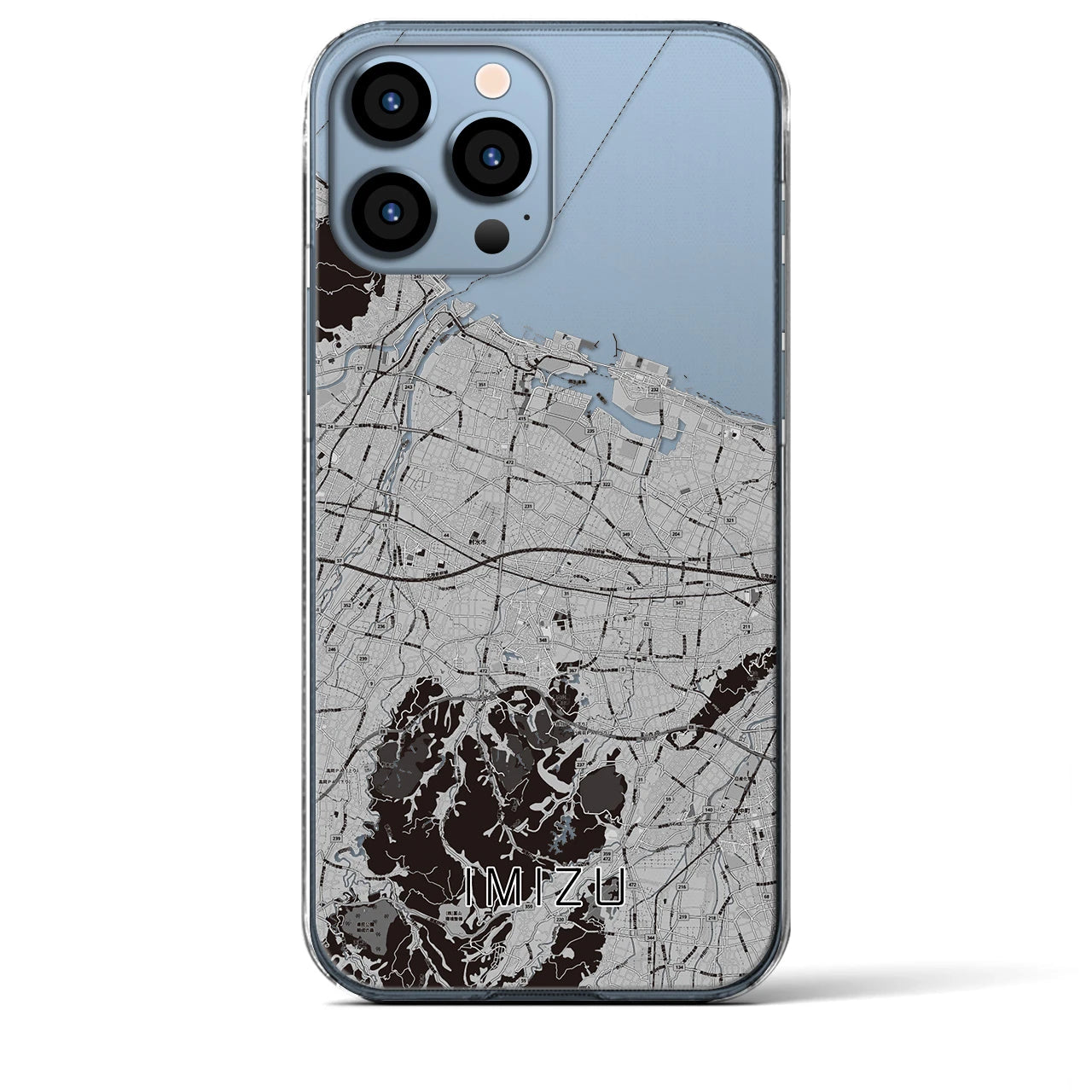 【射水】地図柄iPhoneケース（クリアタイプ・モノトーン）iPhone 13 Pro Max 用