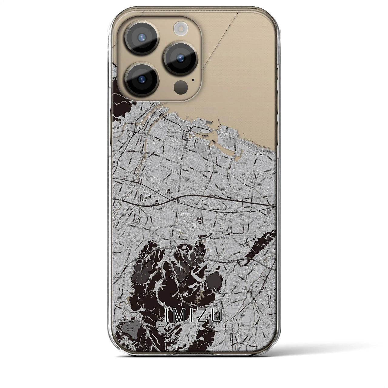【射水】地図柄iPhoneケース（クリアタイプ・モノトーン）iPhone 14 Pro Max 用