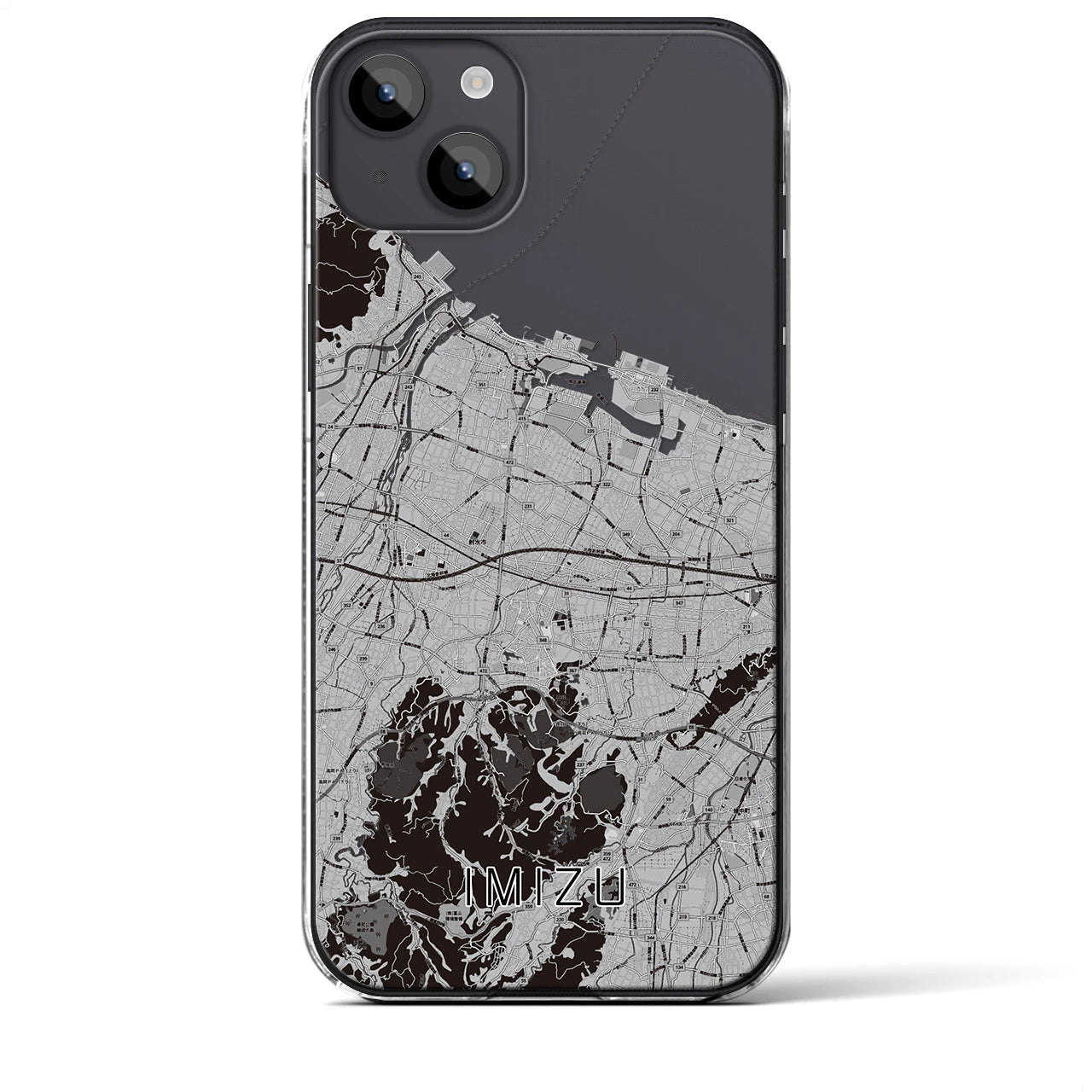 【射水】地図柄iPhoneケース（クリアタイプ・モノトーン）iPhone 14 Plus 用