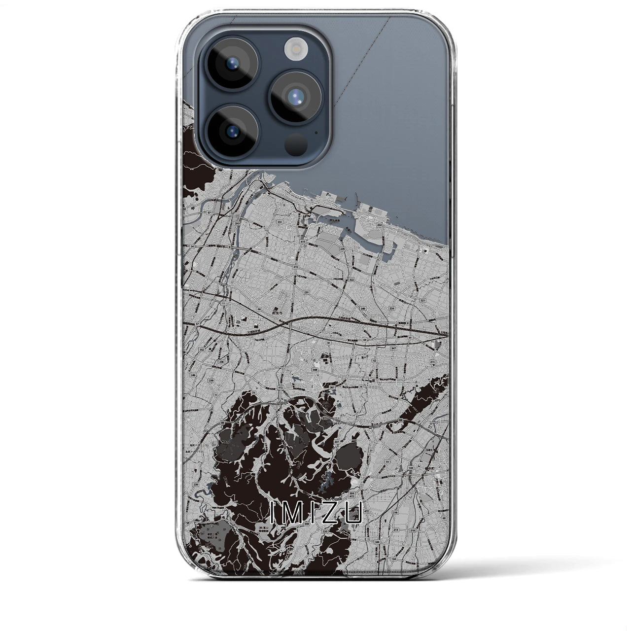 【射水】地図柄iPhoneケース（クリアタイプ・モノトーン）iPhone 15 Pro Max 用