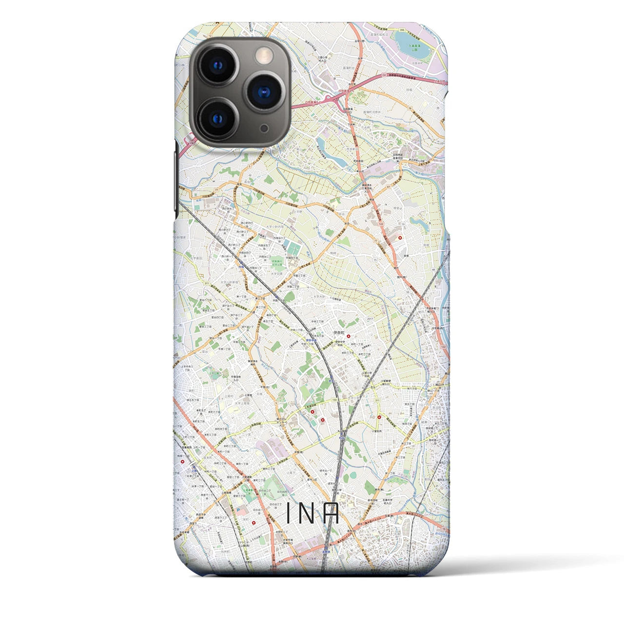 【伊奈】地図柄iPhoneケース（バックカバータイプ・ナチュラル）iPhone 11 Pro Max 用