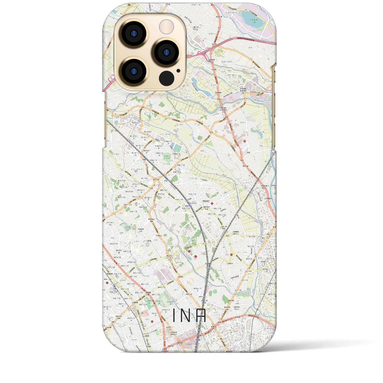 【伊奈】地図柄iPhoneケース（バックカバータイプ・ナチュラル）iPhone 12 Pro Max 用