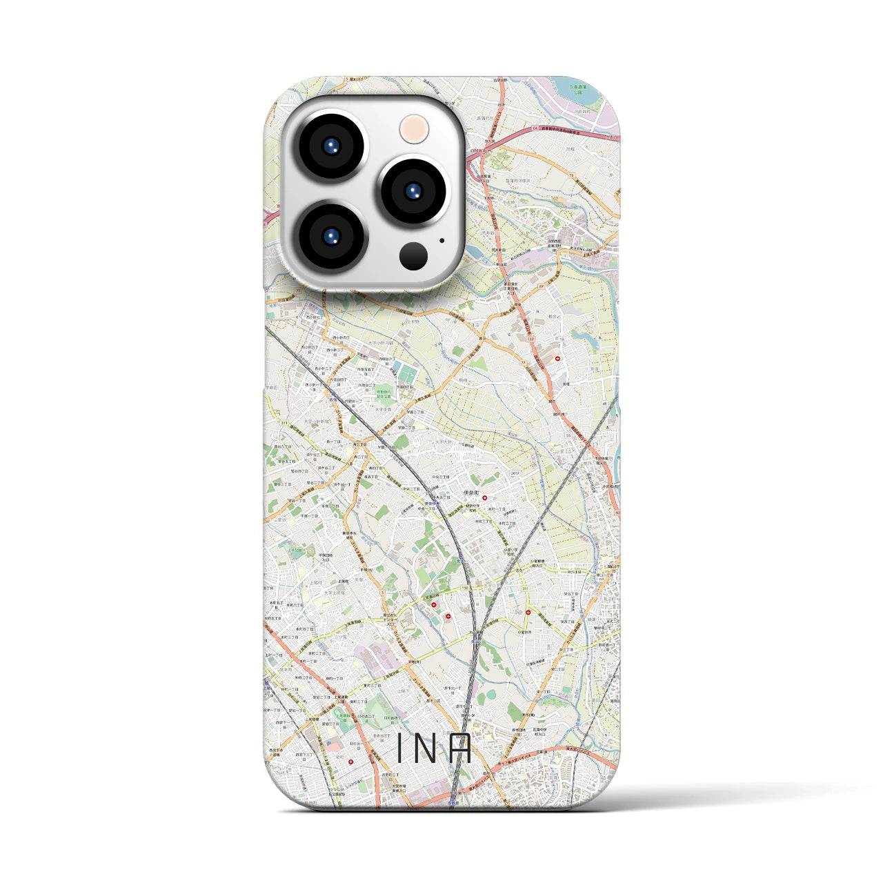 【伊奈】地図柄iPhoneケース（バックカバータイプ・ナチュラル）iPhone 13 Pro 用