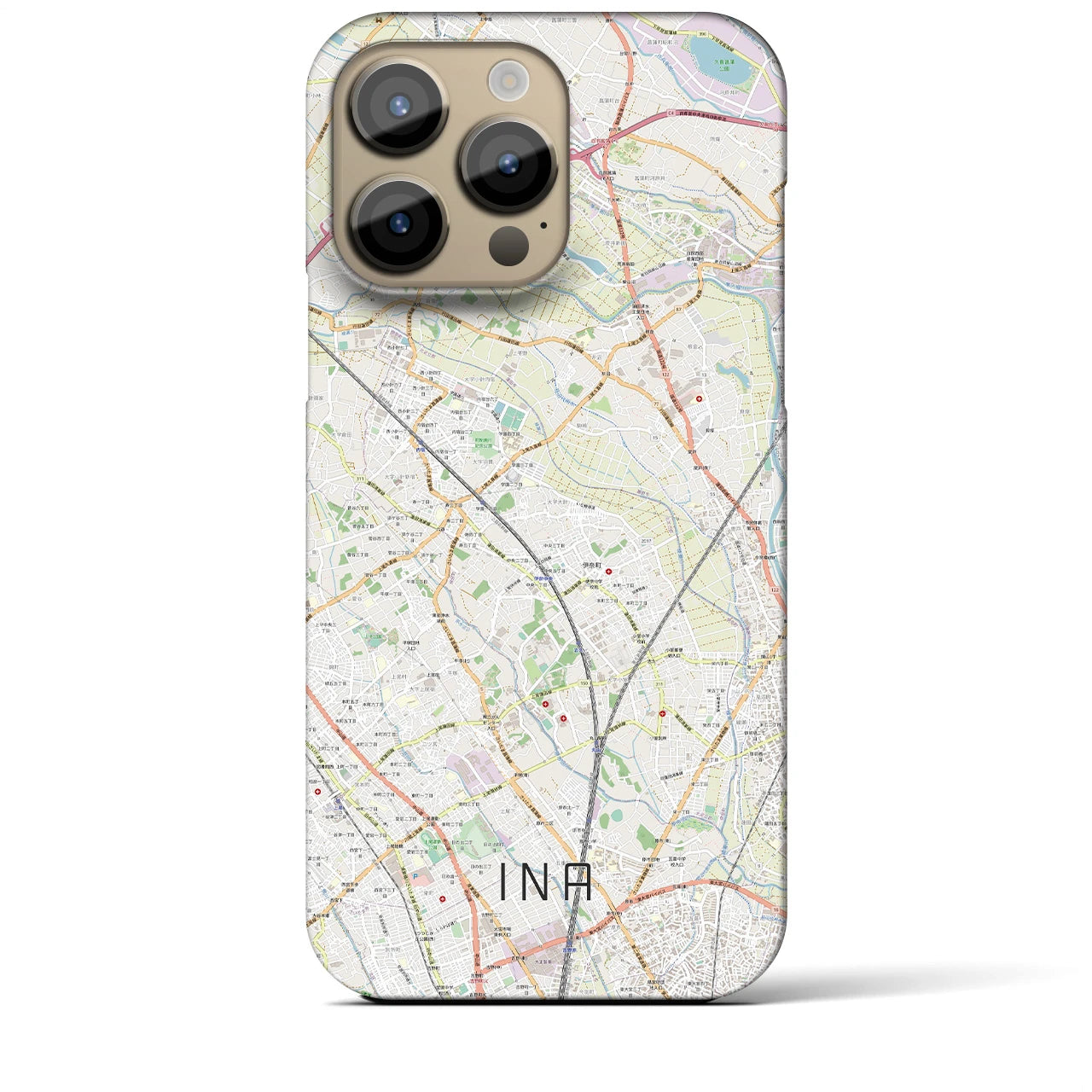 【伊奈】地図柄iPhoneケース（バックカバータイプ・ナチュラル）iPhone 14 Pro Max 用