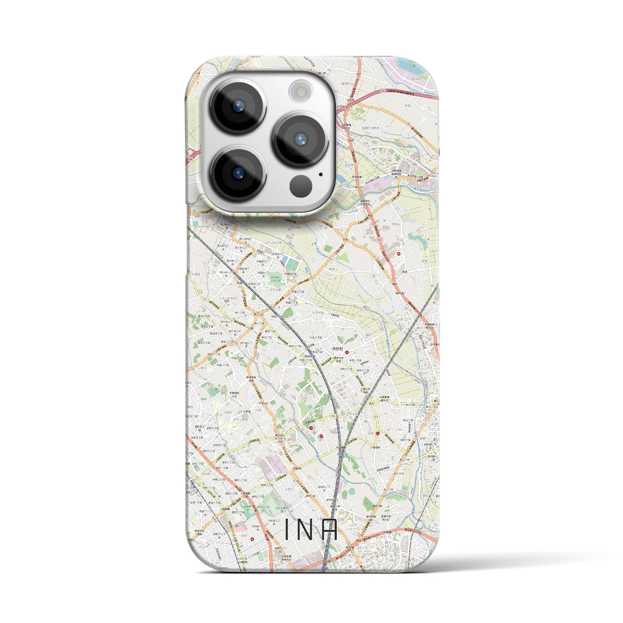 【伊奈】地図柄iPhoneケース（バックカバータイプ・ナチュラル）iPhone 14 Pro 用