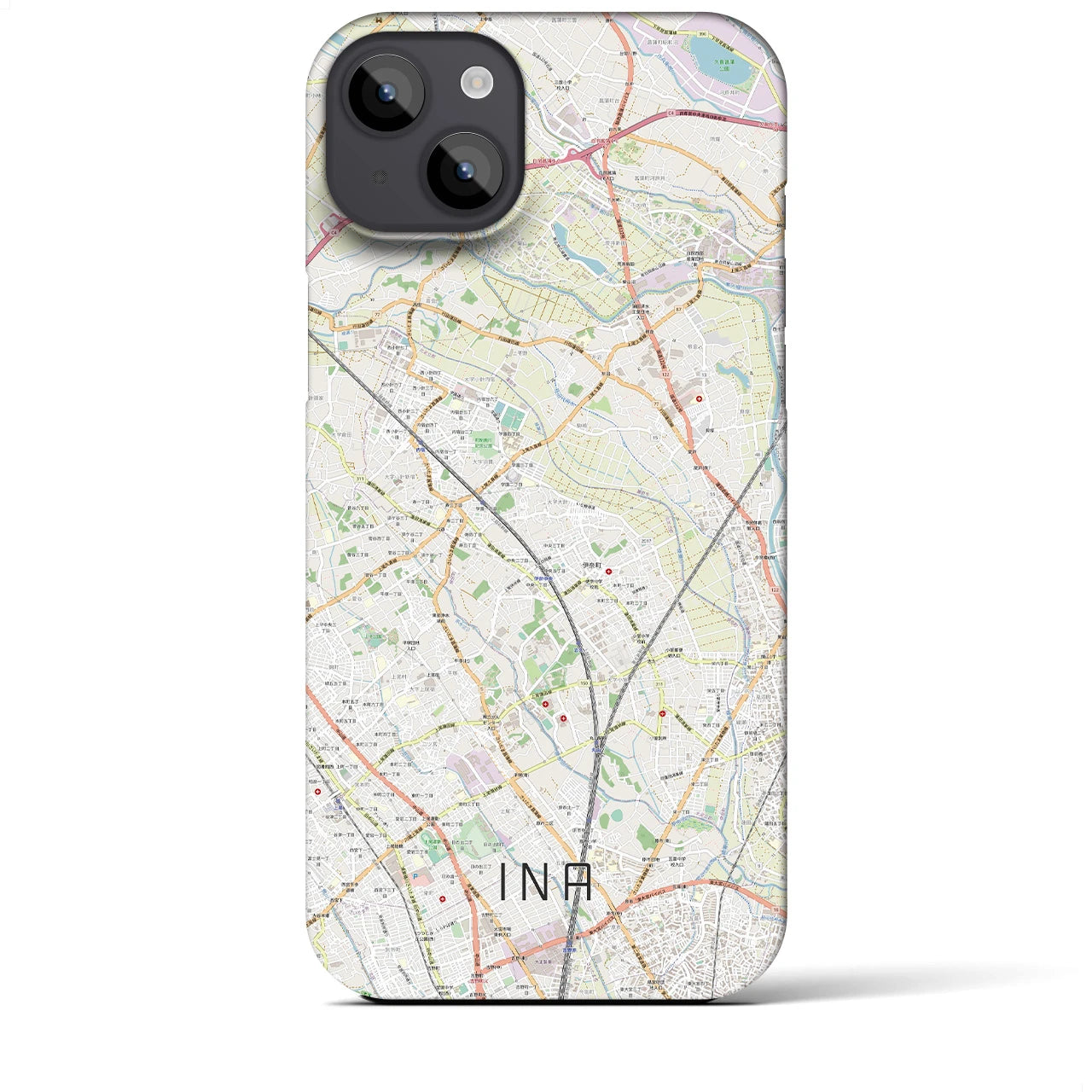 【伊奈】地図柄iPhoneケース（バックカバータイプ・ナチュラル）iPhone 14 Plus 用
