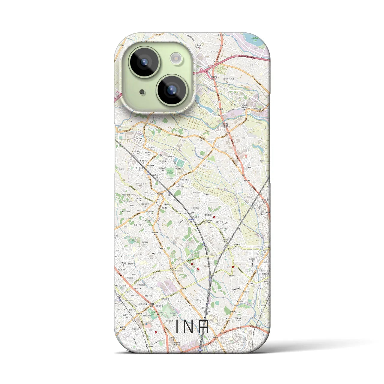 【伊奈】地図柄iPhoneケース（バックカバータイプ・ナチュラル）iPhone 15 用