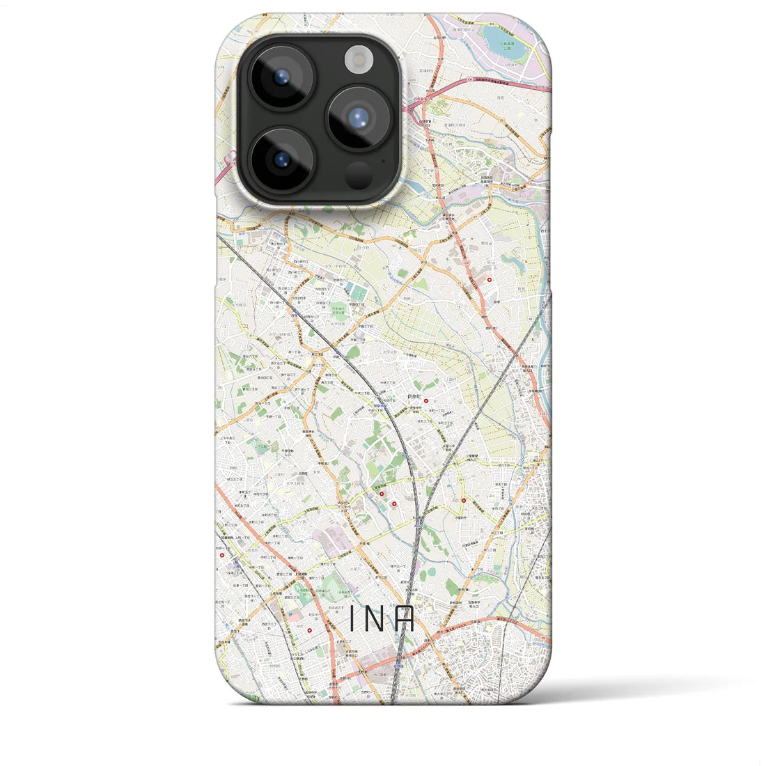 【伊奈】地図柄iPhoneケース（バックカバータイプ・ナチュラル）iPhone 15 Pro Max 用
