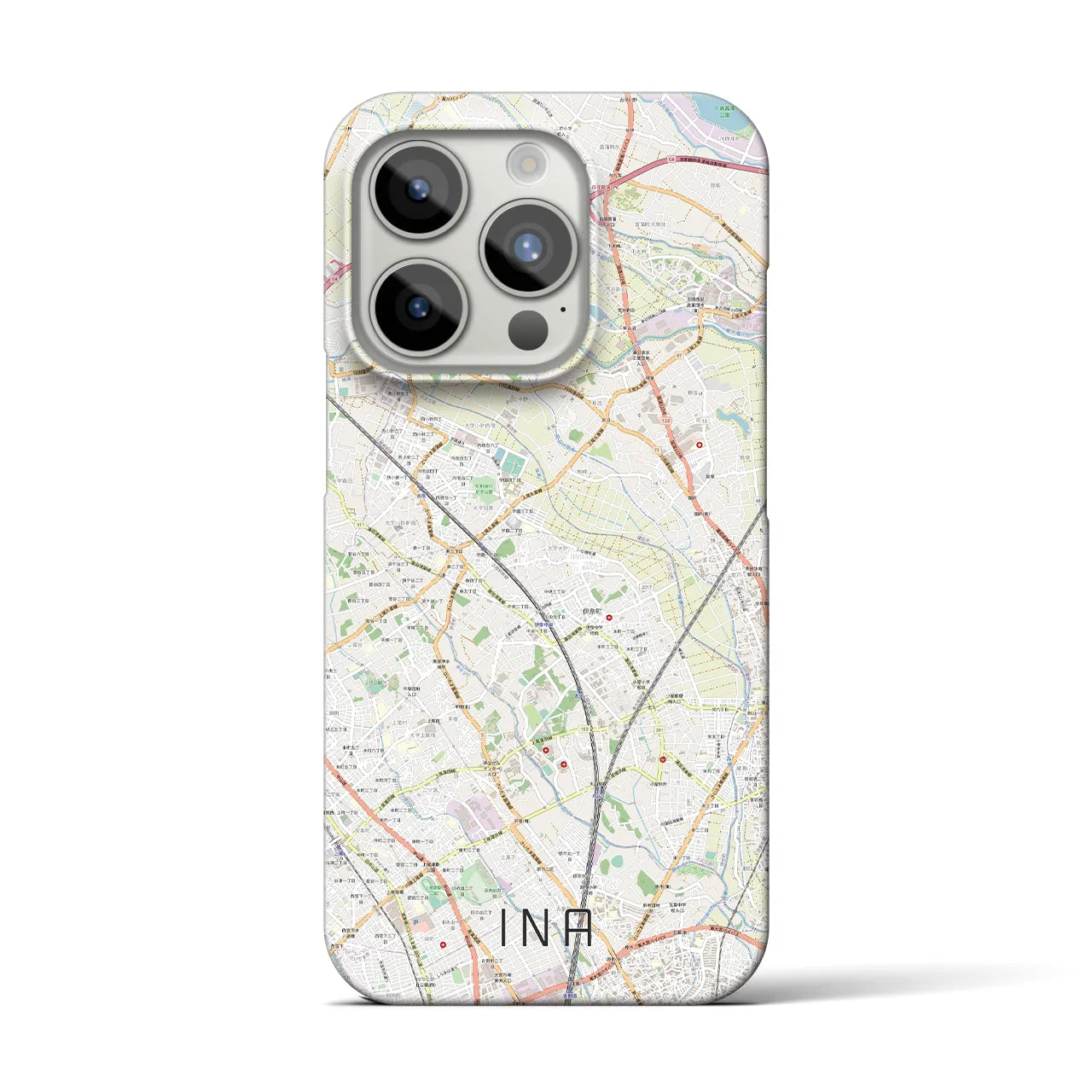【伊奈】地図柄iPhoneケース（バックカバータイプ・ナチュラル）iPhone 15 Pro 用