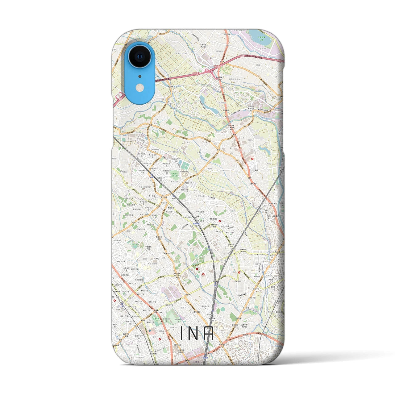 【伊奈】地図柄iPhoneケース（バックカバータイプ・ナチュラル）iPhone XR 用