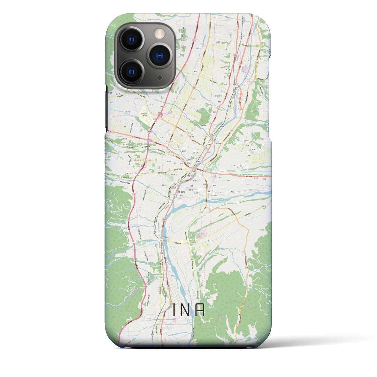 【伊那】地図柄iPhoneケース（バックカバータイプ・ナチュラル）iPhone 11 Pro Max 用
