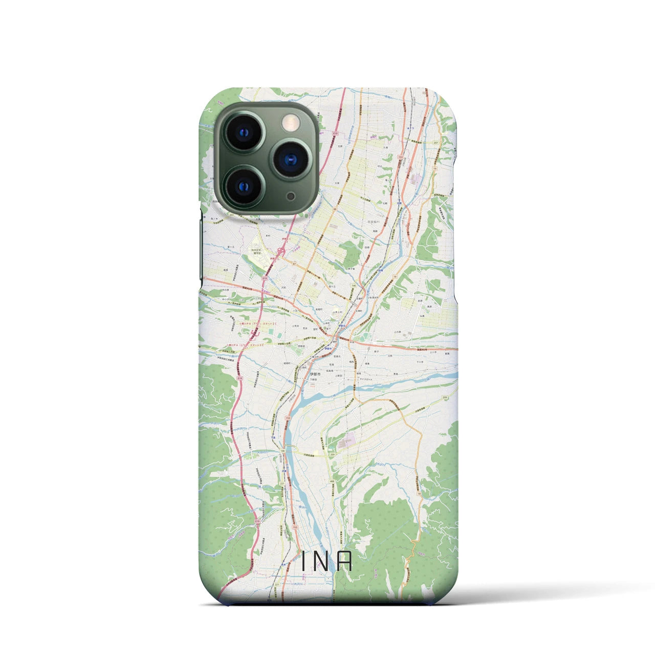 【伊那】地図柄iPhoneケース（バックカバータイプ・ナチュラル）iPhone 11 Pro 用