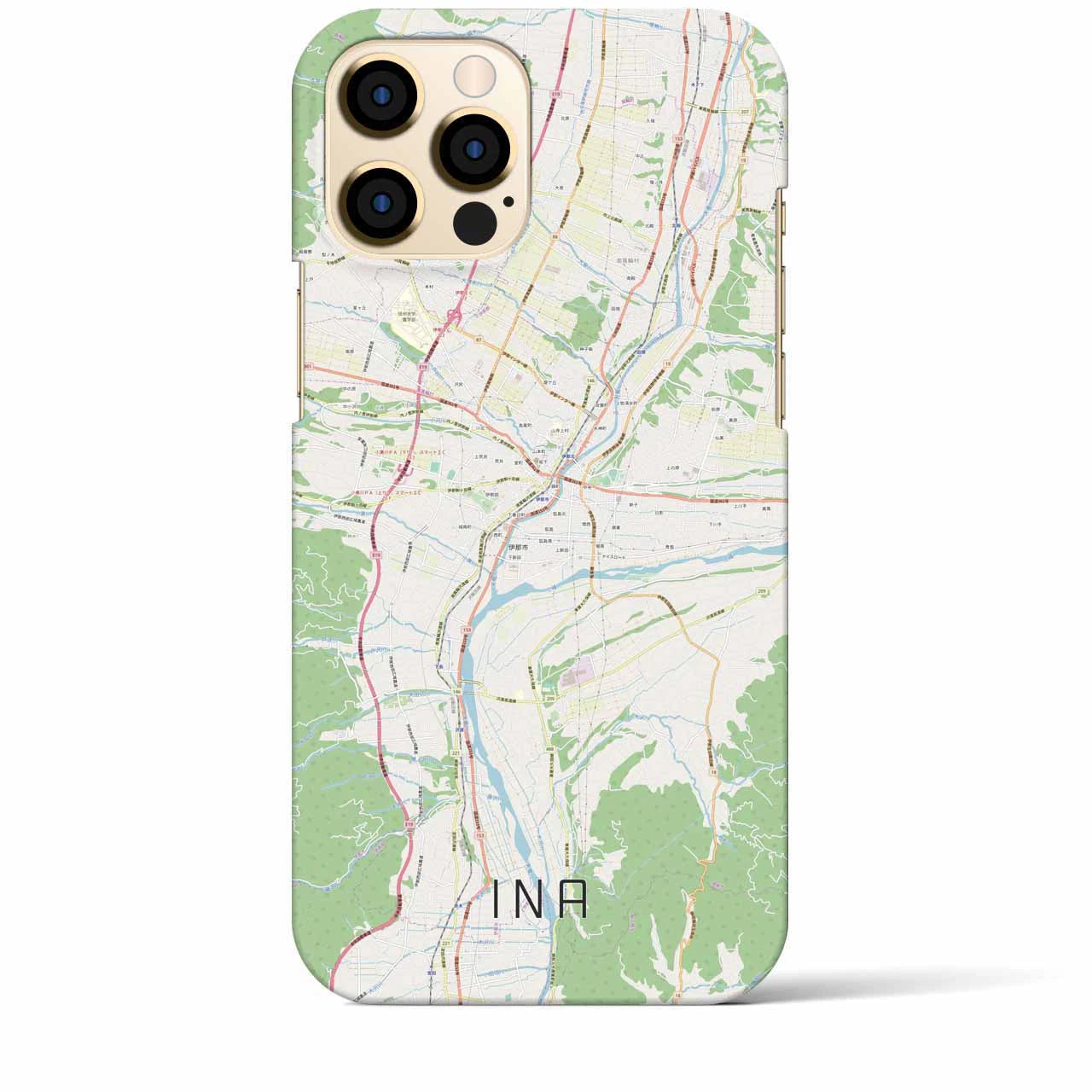 【伊那】地図柄iPhoneケース（バックカバータイプ・ナチュラル）iPhone 12 Pro Max 用