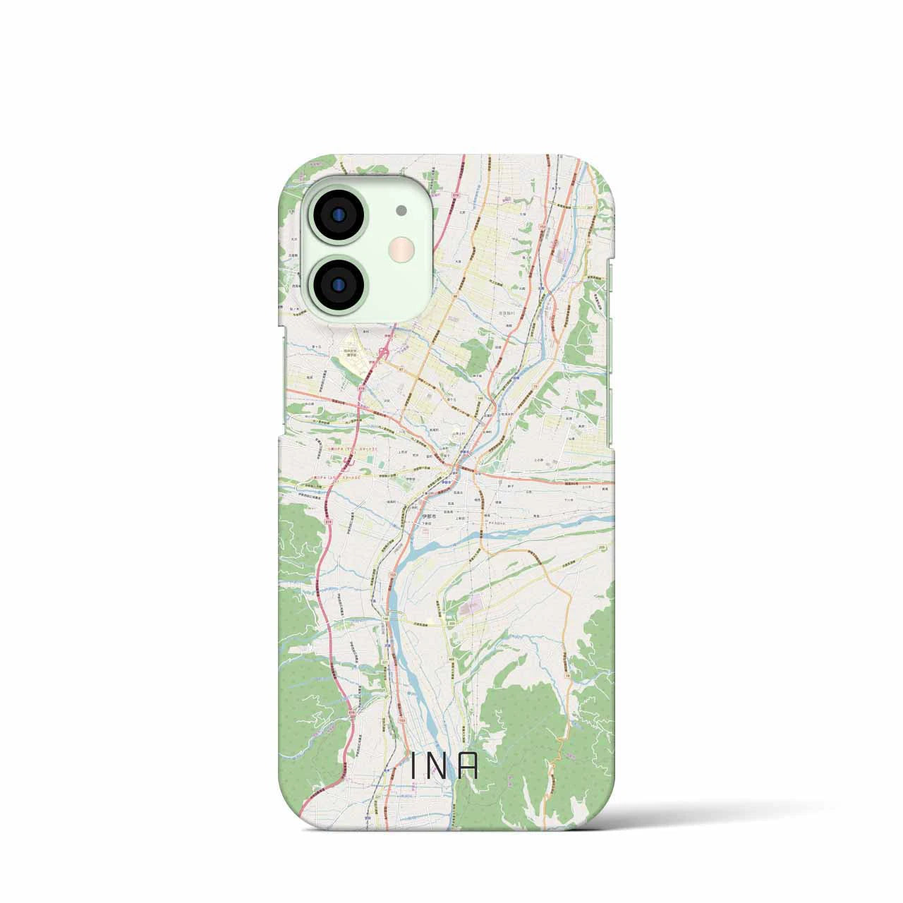 【伊那】地図柄iPhoneケース（バックカバータイプ・ナチュラル）iPhone 12 mini 用