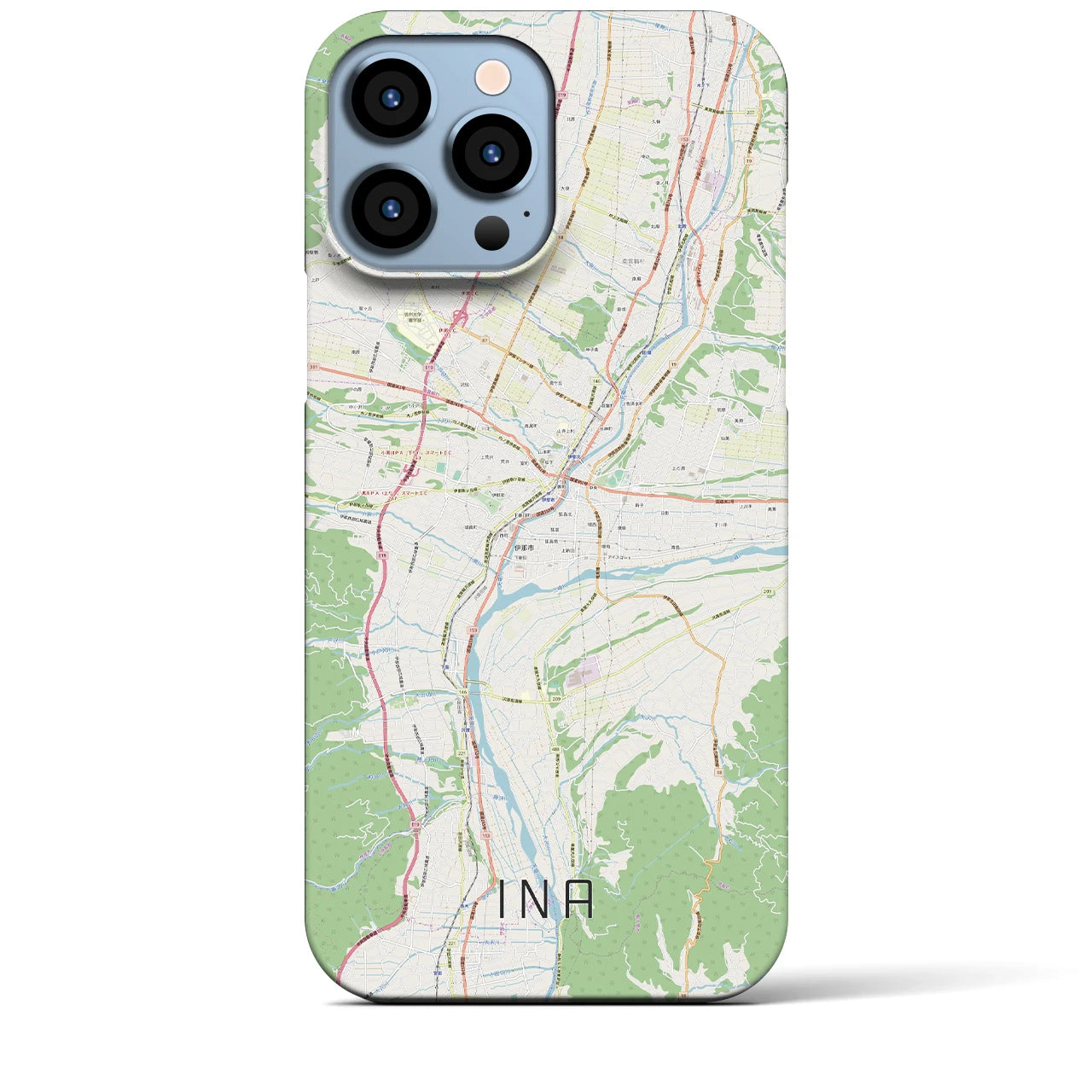 【伊那】地図柄iPhoneケース（バックカバータイプ・ナチュラル）iPhone 13 Pro Max 用