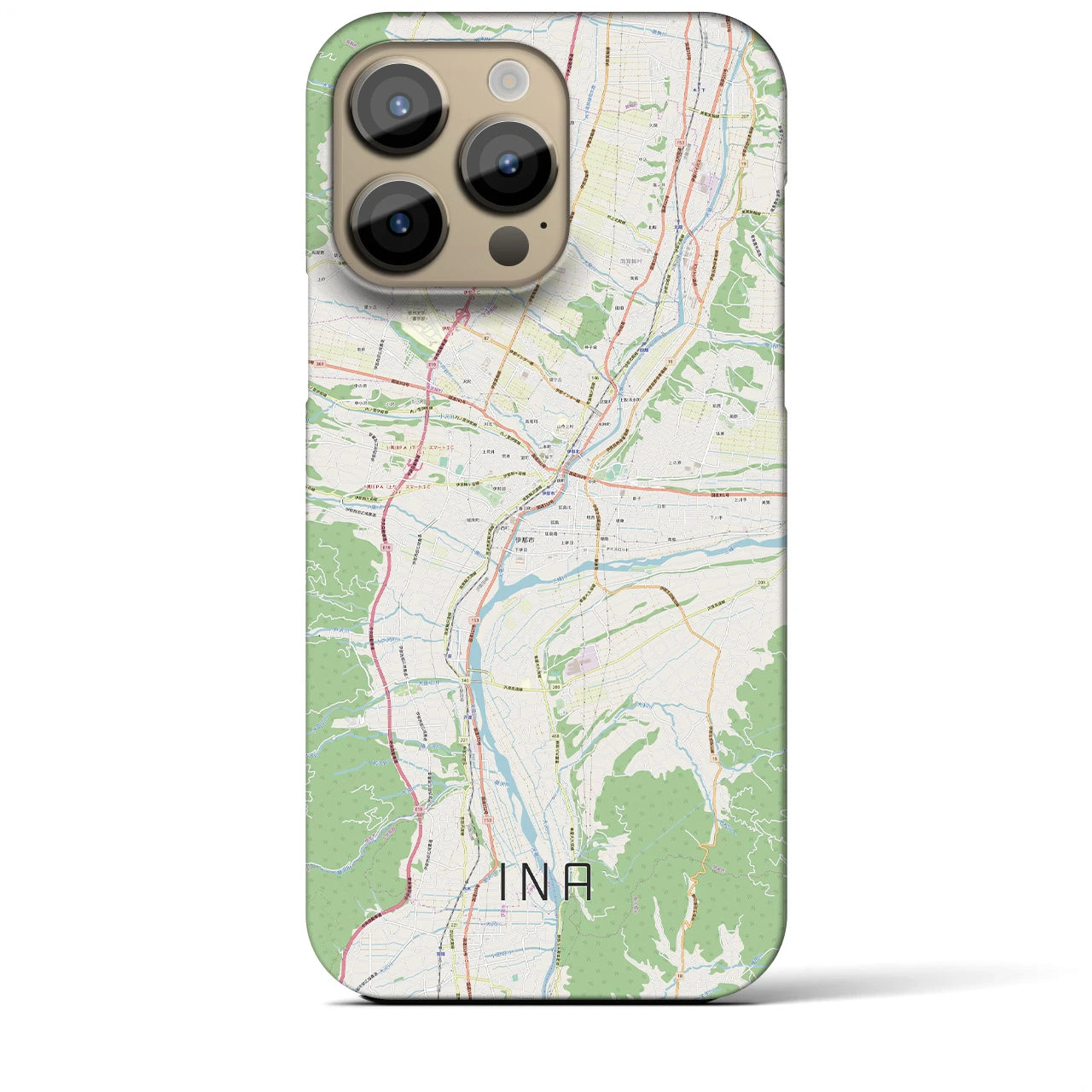 【伊那】地図柄iPhoneケース（バックカバータイプ・ナチュラル）iPhone 14 Pro Max 用