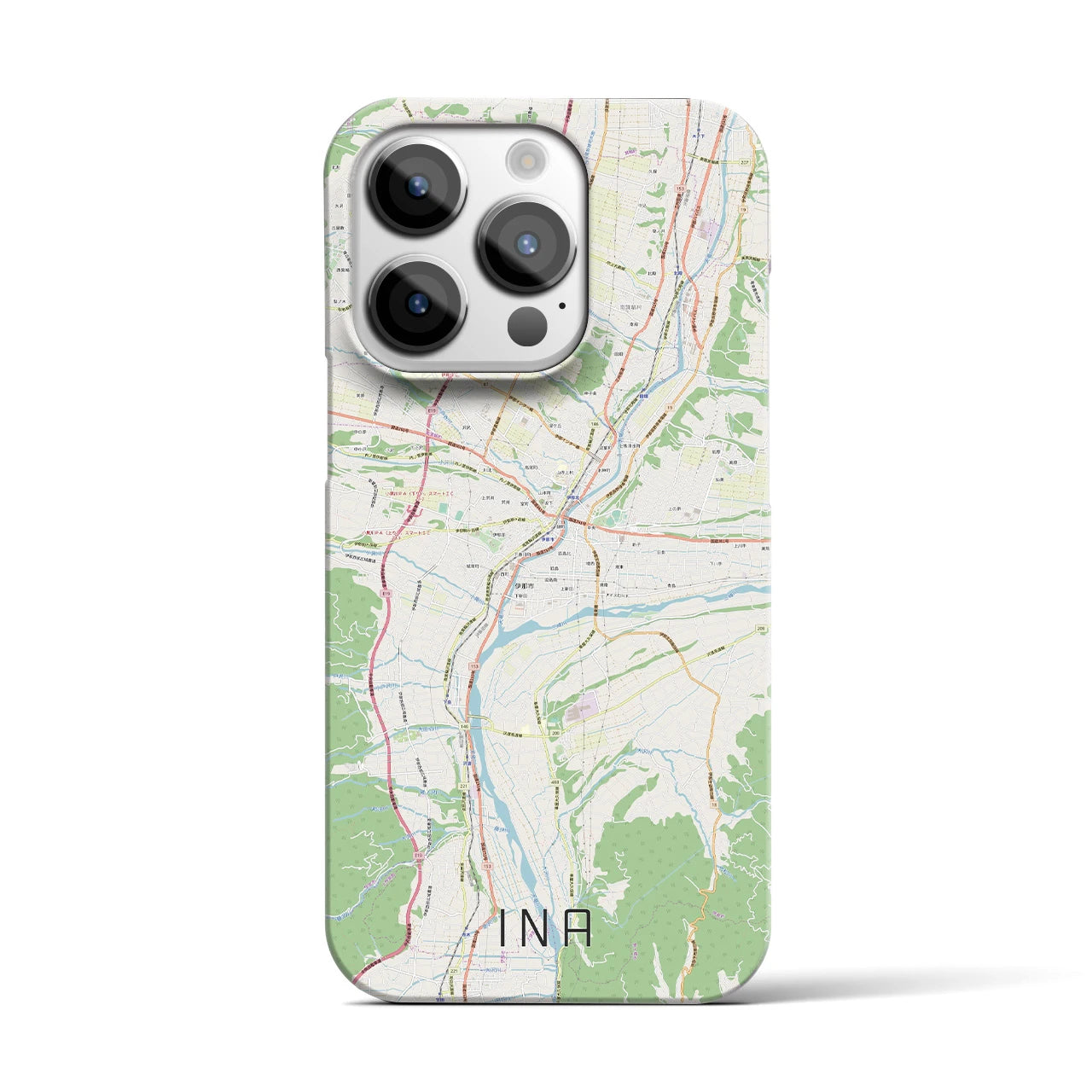 【伊那】地図柄iPhoneケース（バックカバータイプ・ナチュラル）iPhone 14 Pro 用