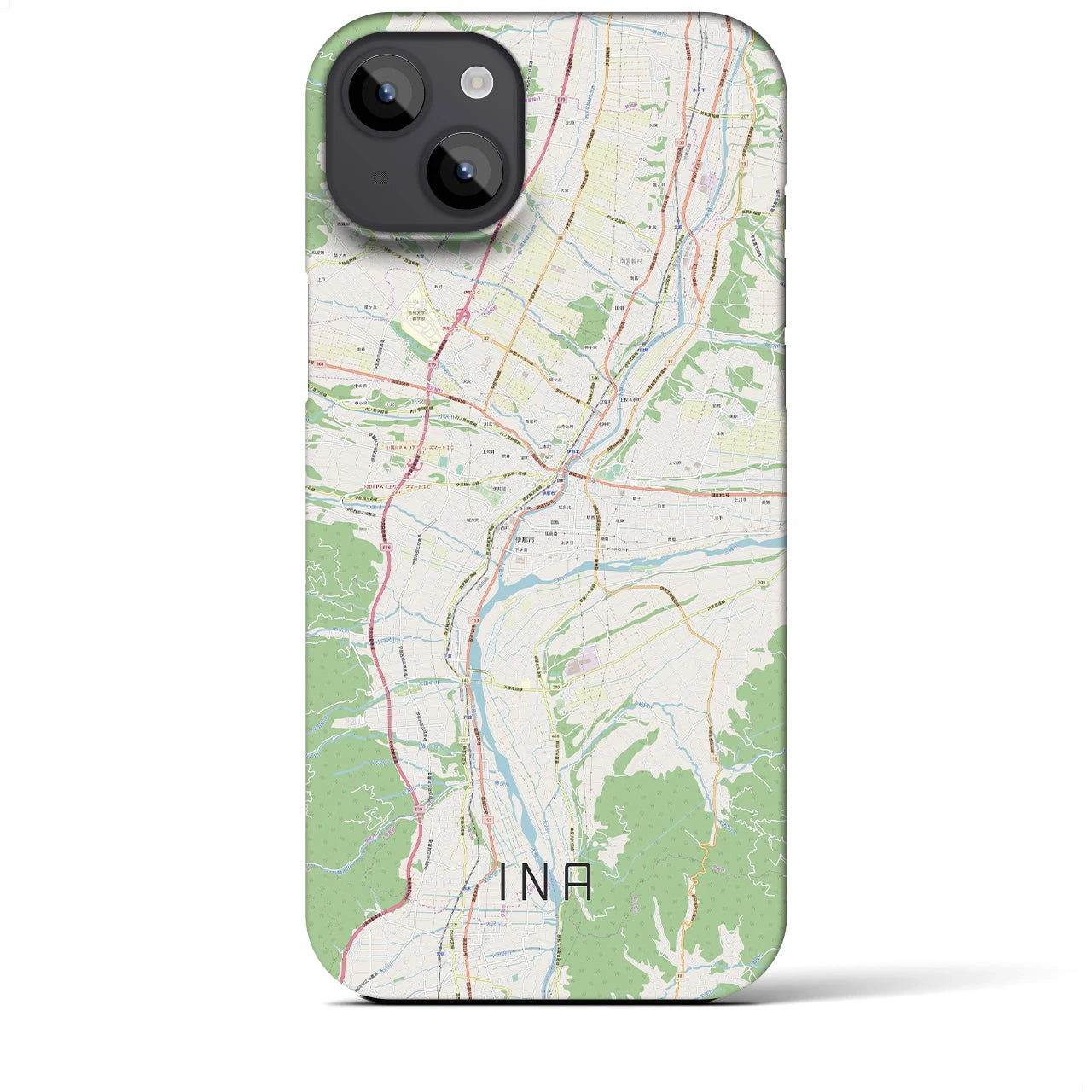 【伊那】地図柄iPhoneケース（バックカバータイプ・ナチュラル）iPhone 14 Plus 用