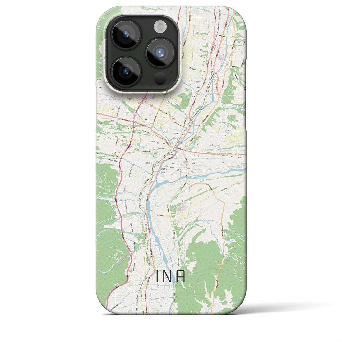 【伊那】地図柄iPhoneケース（バックカバータイプ・ナチュラル）iPhone 15 Pro Max 用