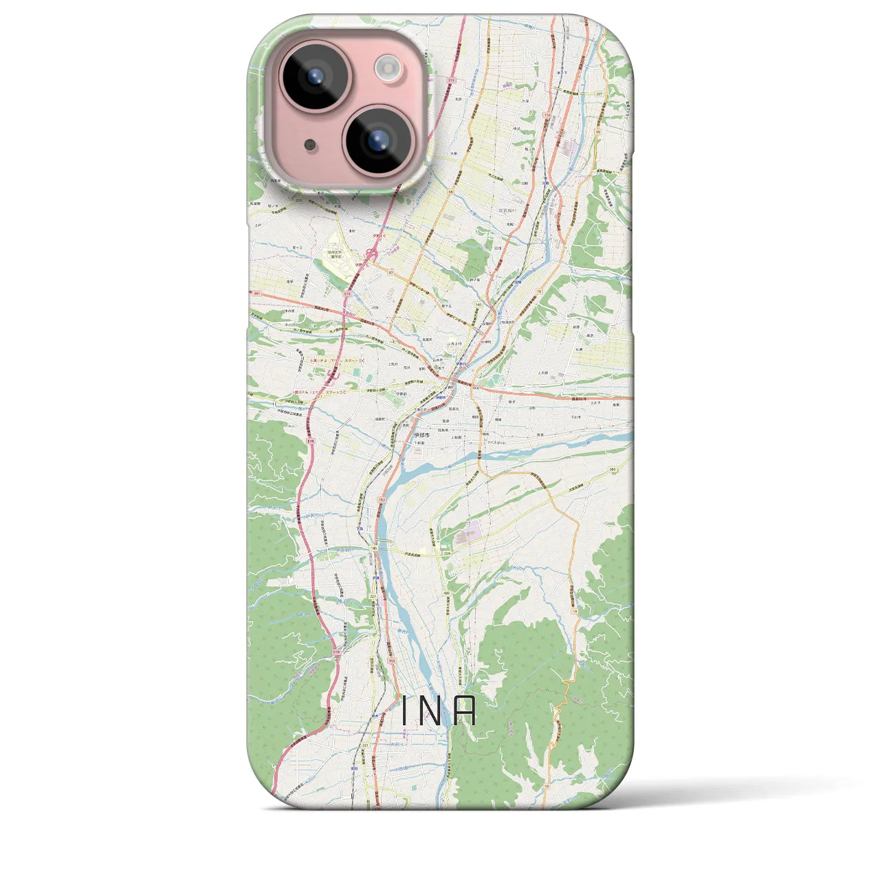 【伊那】地図柄iPhoneケース（バックカバータイプ・ナチュラル）iPhone 15 Plus 用