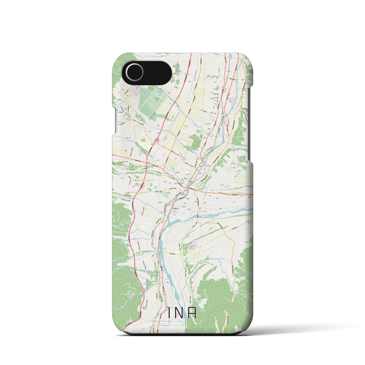 【伊那】地図柄iPhoneケース（バックカバータイプ・ナチュラル）iPhone SE（第3 / 第2世代） / 8 / 7 / 6s / 6 用