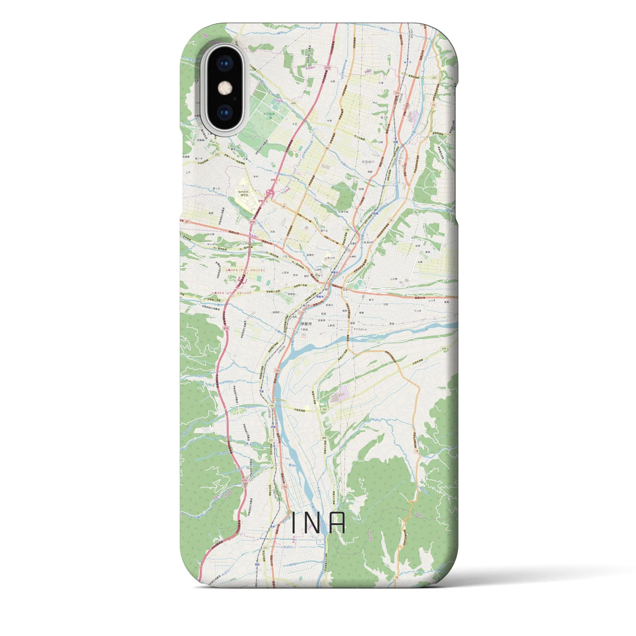 【伊那】地図柄iPhoneケース（バックカバータイプ・ナチュラル）iPhone XS Max 用