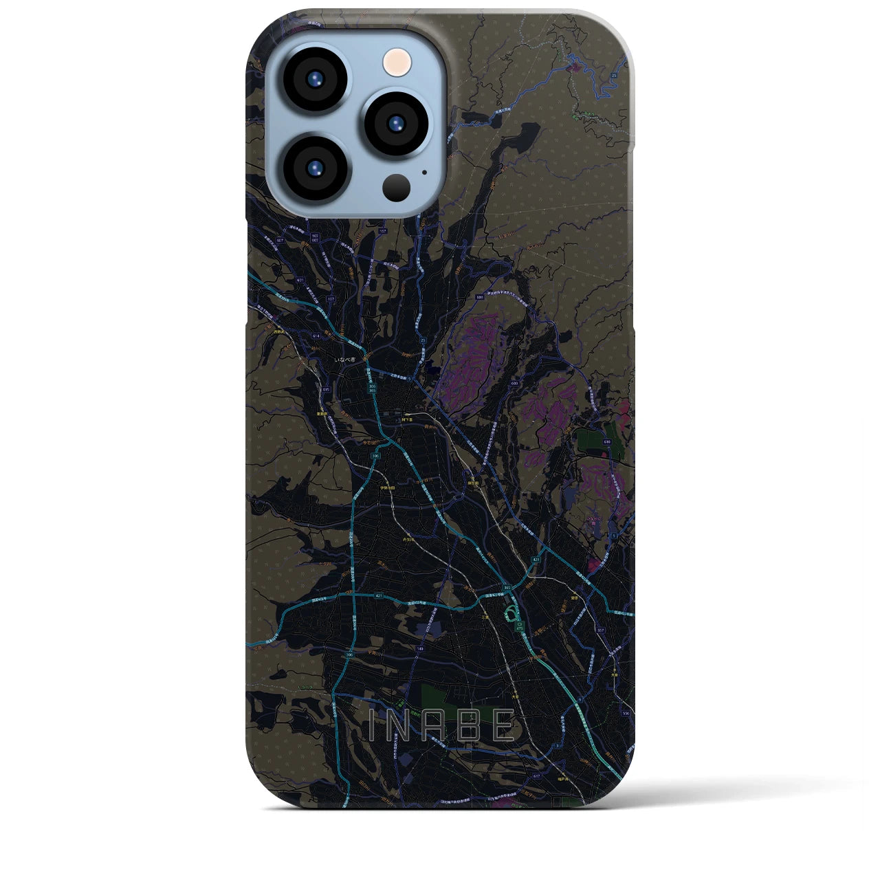 【いなべ】地図柄iPhoneケース（バックカバータイプ・ブラック）iPhone 13 Pro Max 用