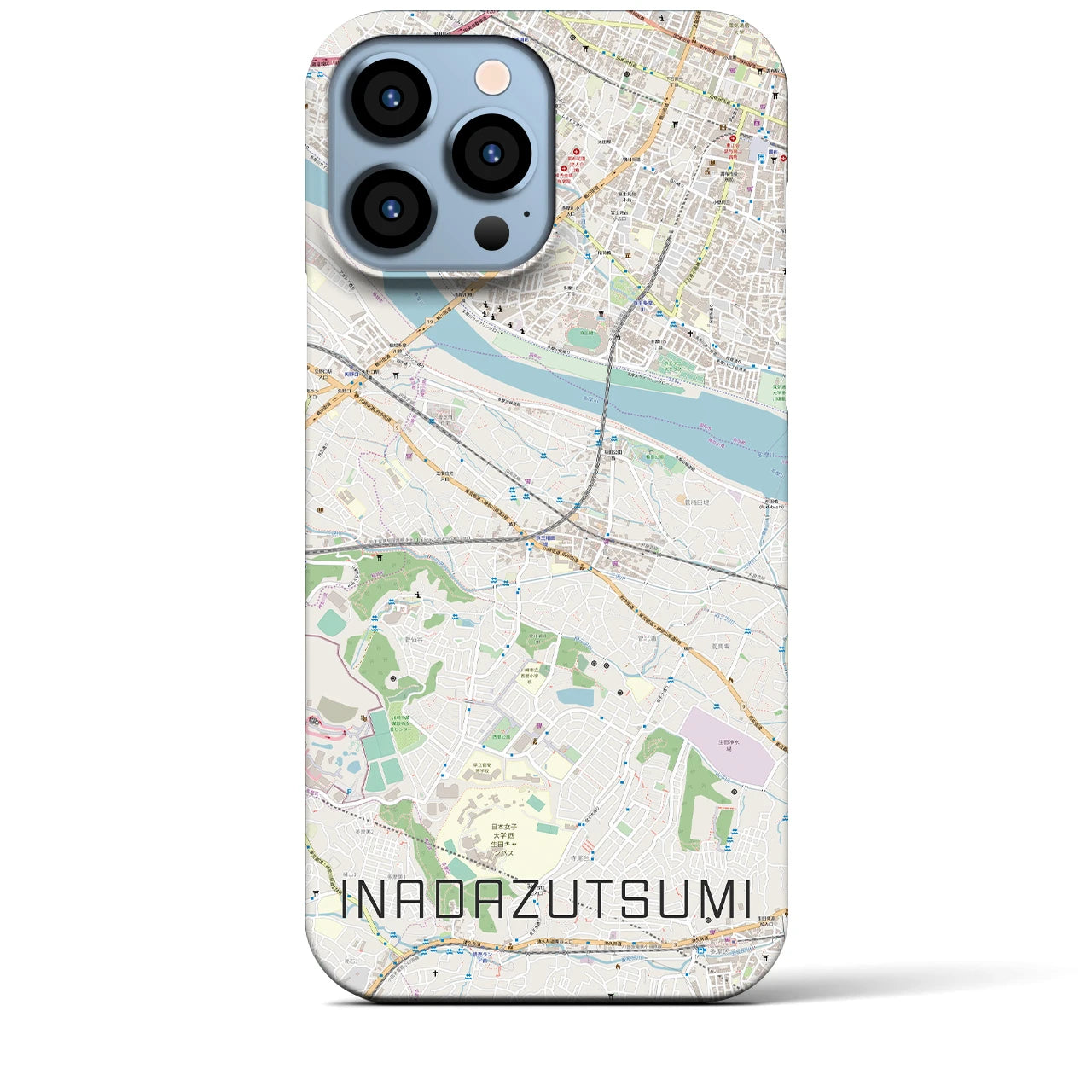 【稲田堤】地図柄iPhoneケース（バックカバータイプ・ナチュラル）iPhone 13 Pro Max 用