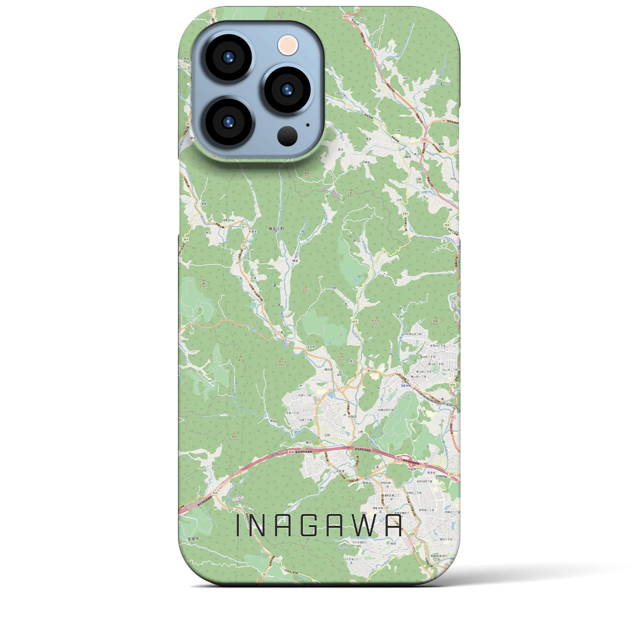 【猪名川】地図柄iPhoneケース（バックカバータイプ・ナチュラル）iPhone 13 Pro Max 用