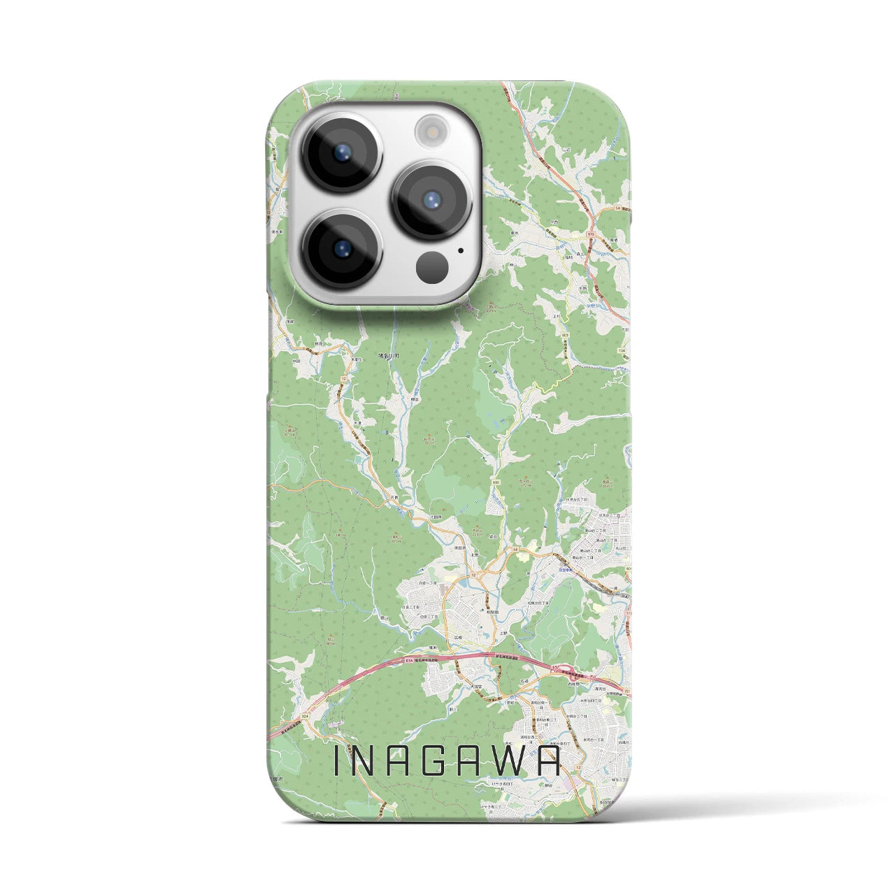 【猪名川】地図柄iPhoneケース（バックカバータイプ・ナチュラル）iPhone 14 Pro 用