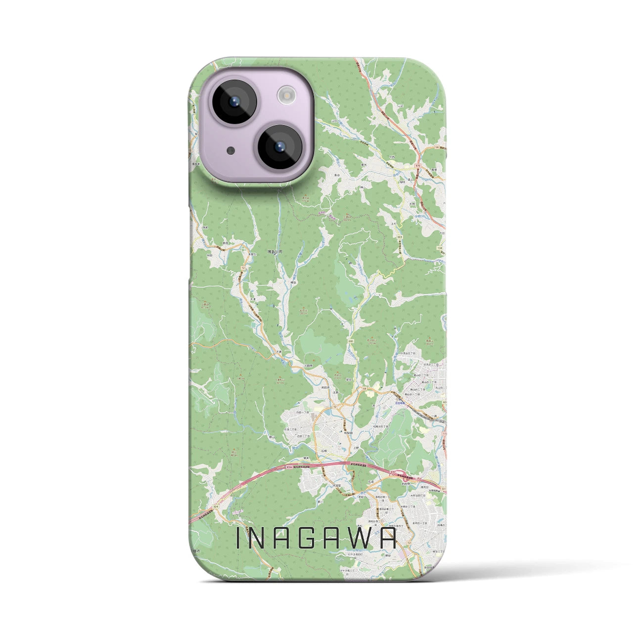【猪名川】地図柄iPhoneケース（バックカバータイプ・ナチュラル）iPhone 14 用