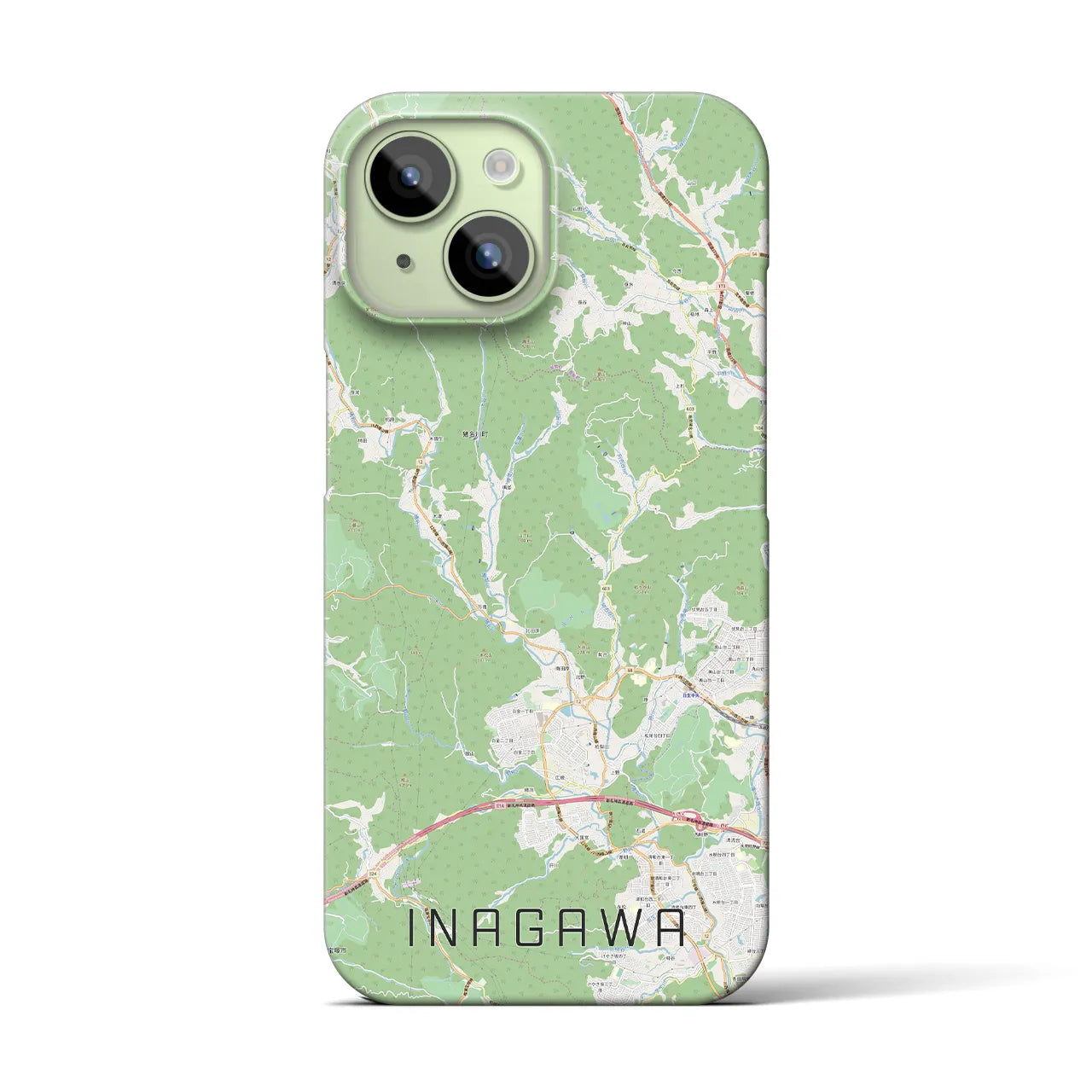 【猪名川】地図柄iPhoneケース（バックカバータイプ・ナチュラル）iPhone 15 用