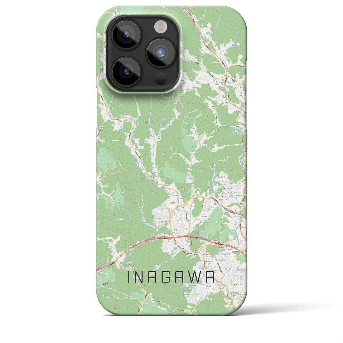 【猪名川】地図柄iPhoneケース（バックカバータイプ・ナチュラル）iPhone 15 Pro Max 用
