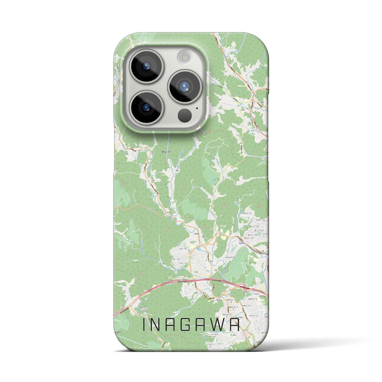 【猪名川】地図柄iPhoneケース（バックカバータイプ・ナチュラル）iPhone 15 Pro 用