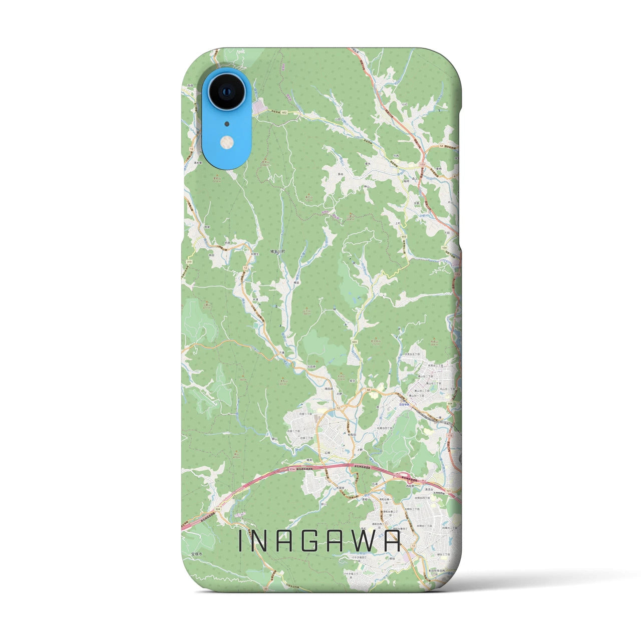 【猪名川】地図柄iPhoneケース（バックカバータイプ・ナチュラル）iPhone XR 用